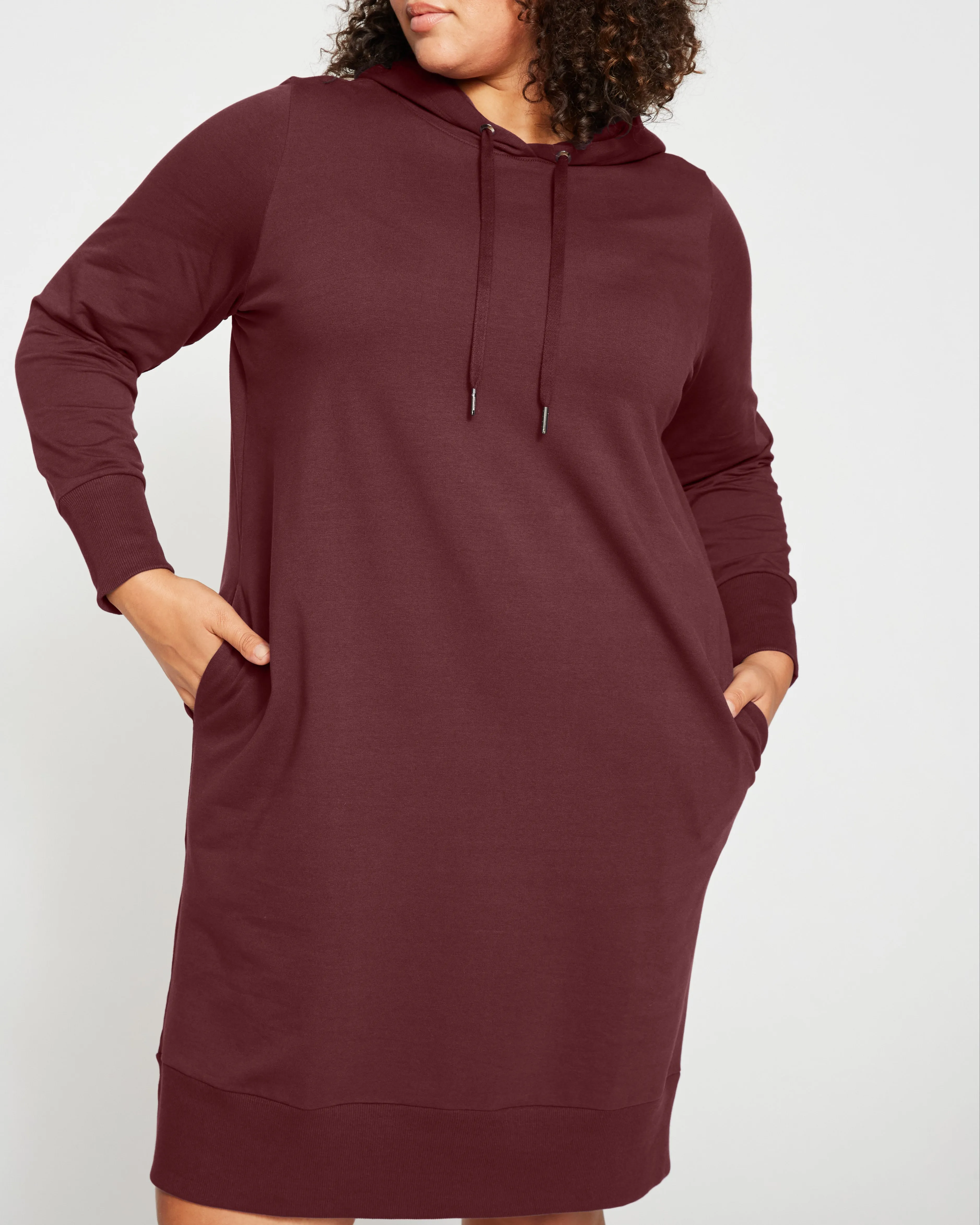 Bree Hooded Sweatshirt Dress - Black Cherry sold by Universal Standard