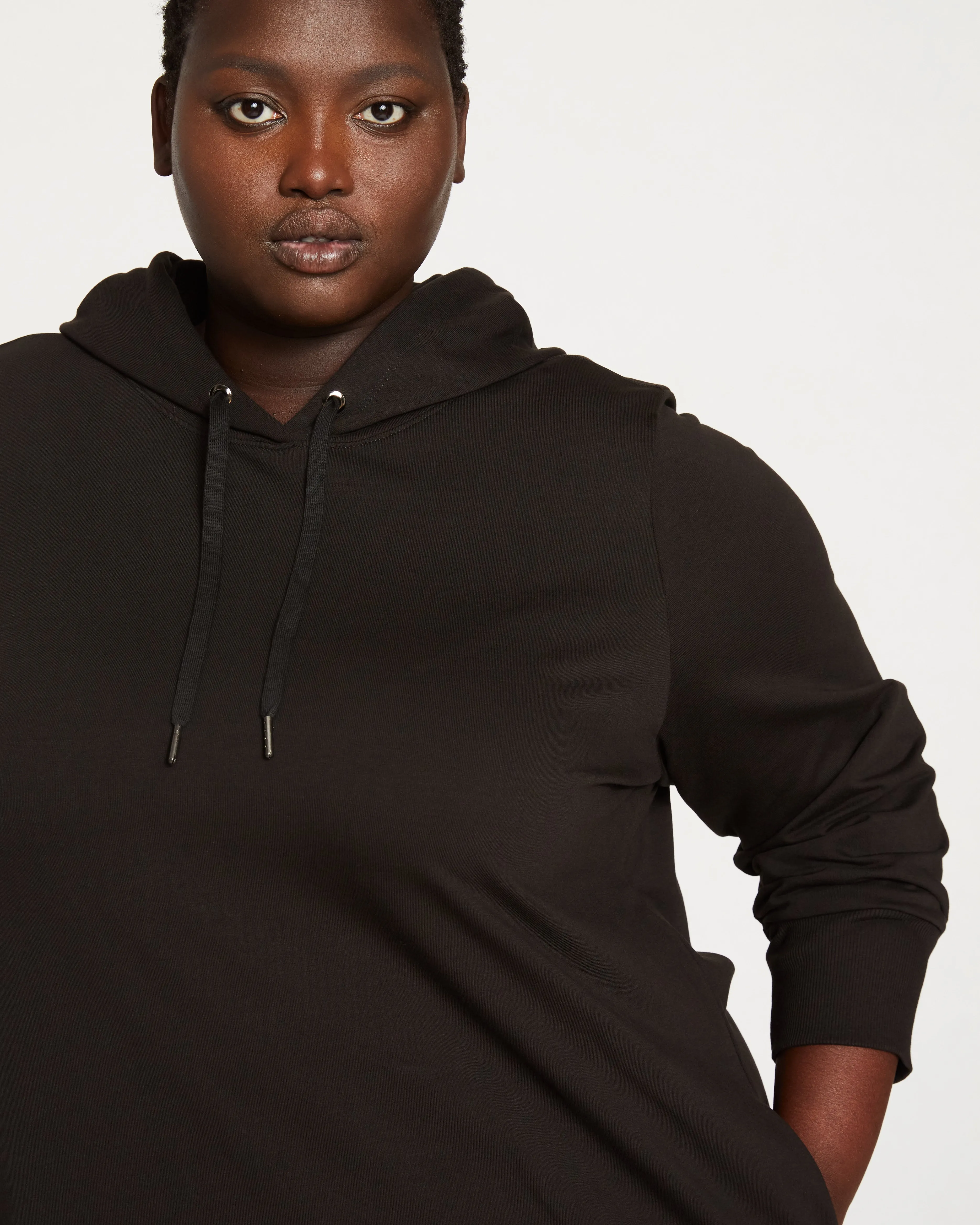 Bree Hooded Sweatshirt Dress - Black sold by Universal Standard