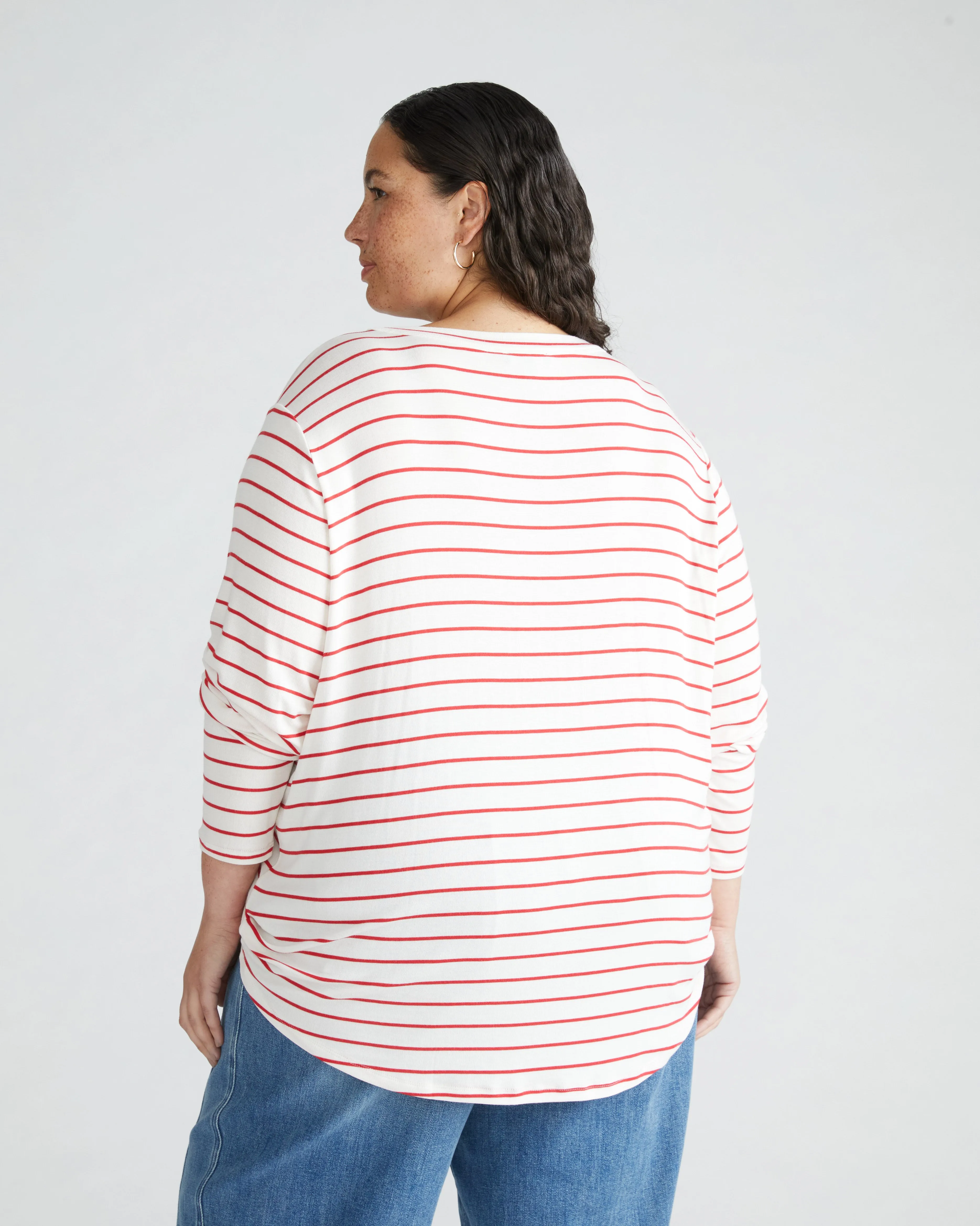 Thelma Long Sleeve Top - Red/White Stripe sold by Universal Standard product image thumbnail 3
