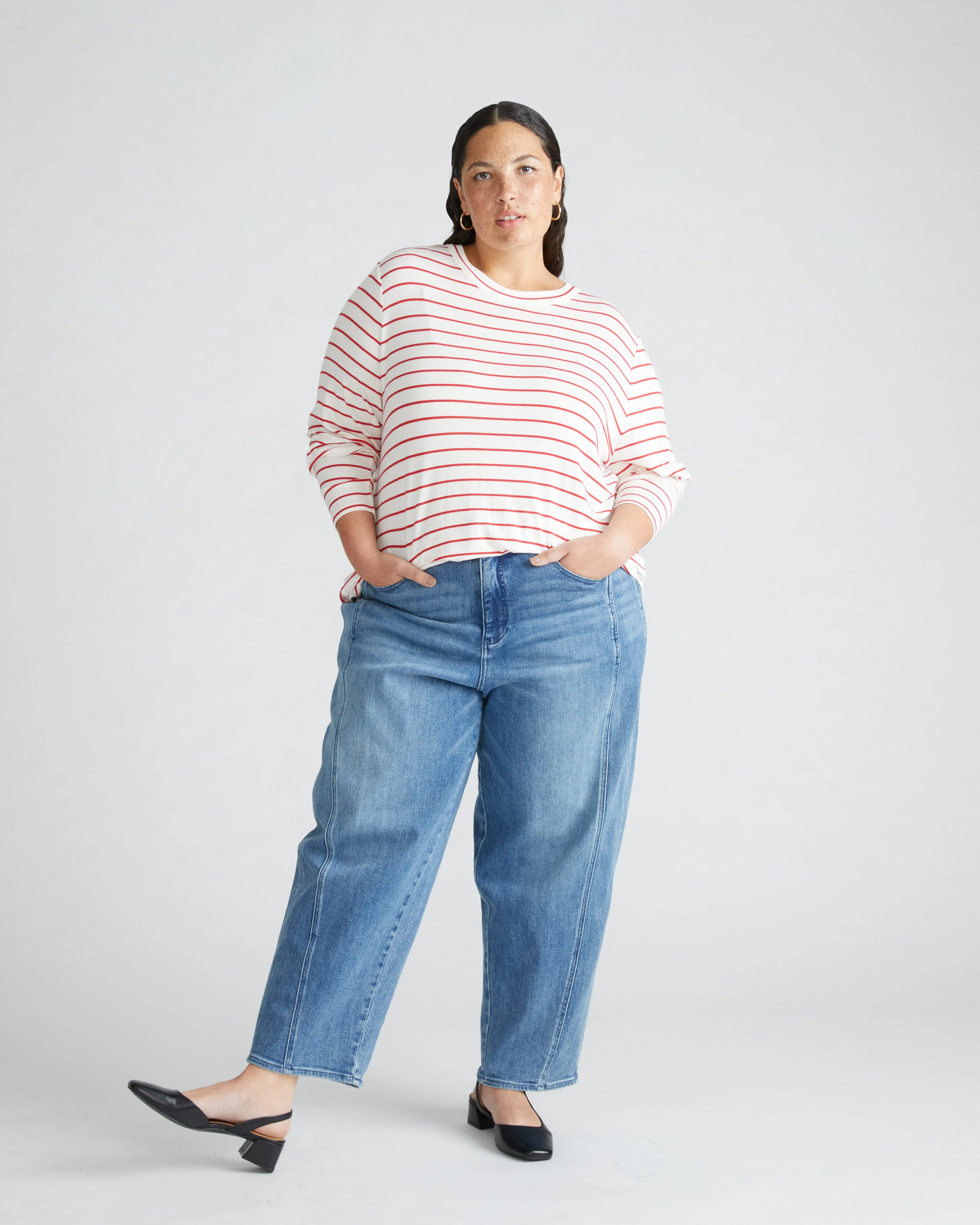 Thelma Long Sleeve Top - Red/White Stripe sold by Universal Standard product image thumbnail 2