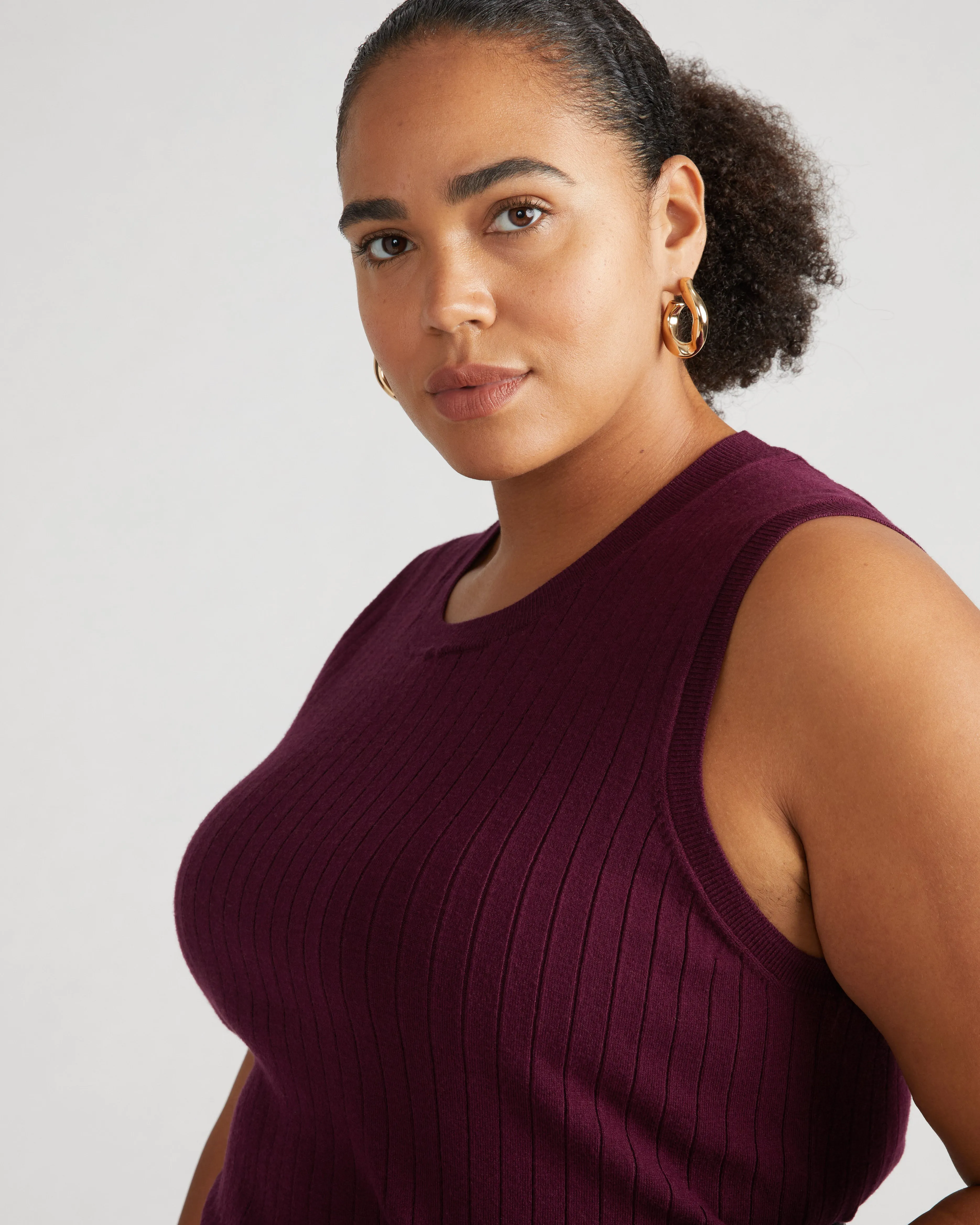 Savvy Fine Knit Sweater Shell - Black Cherry sold by Universal Standard product image thumbnail 3