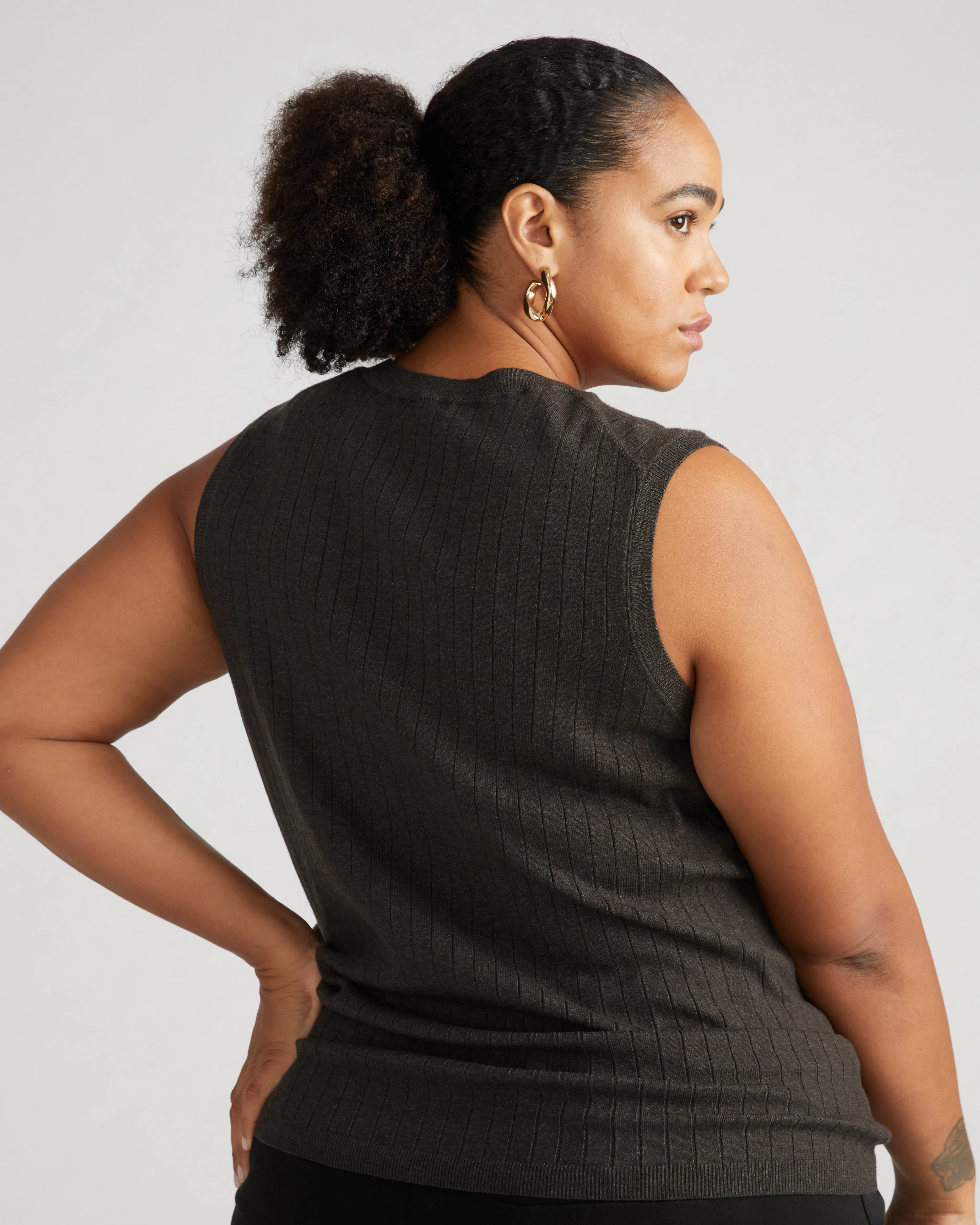 Savvy Fine Knit Sweater Shell - Graphite sold by Universal Standard product image thumbnail 3