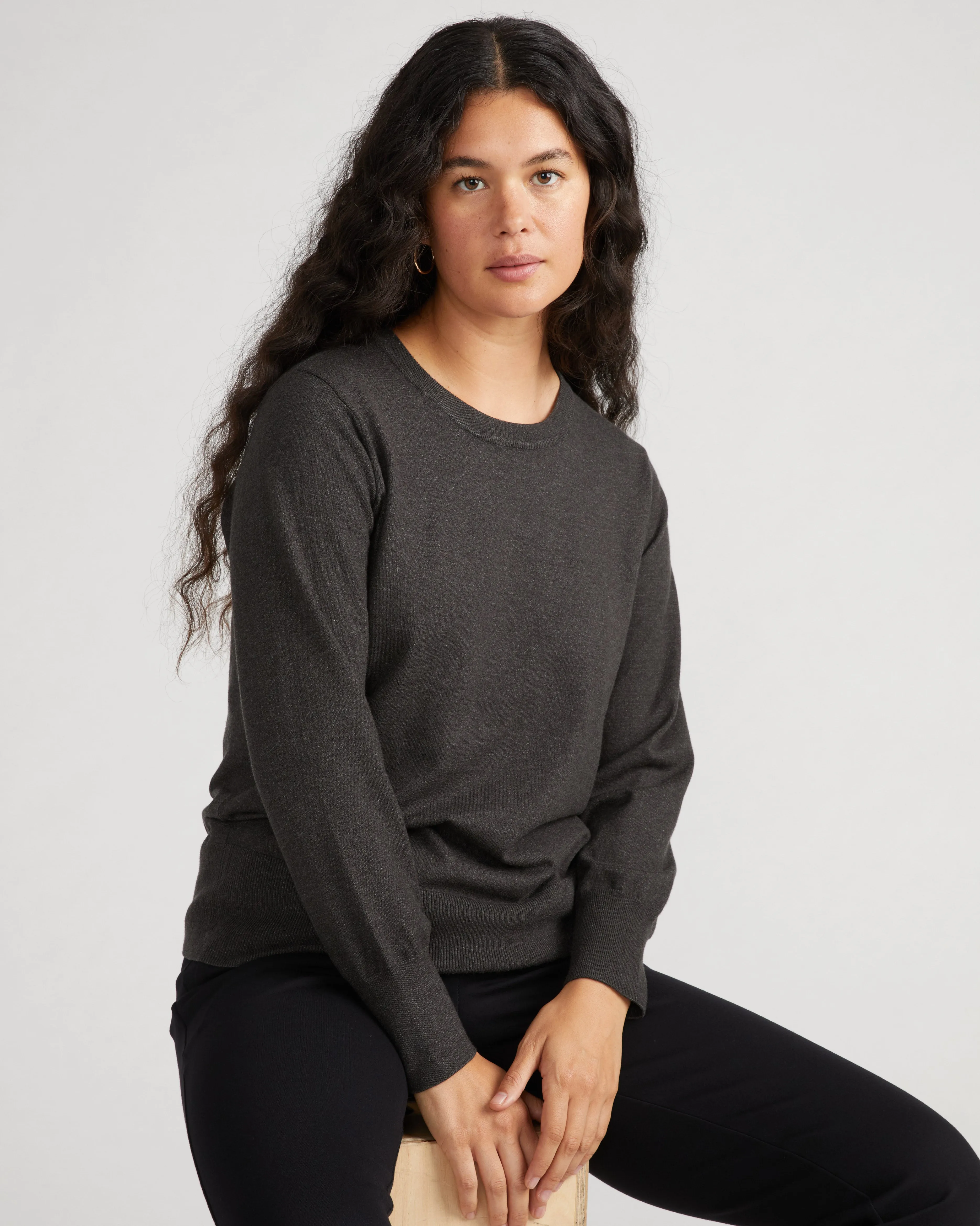 Savvy Fine Knit Crew Sweater - Graphite sold by Universal Standard