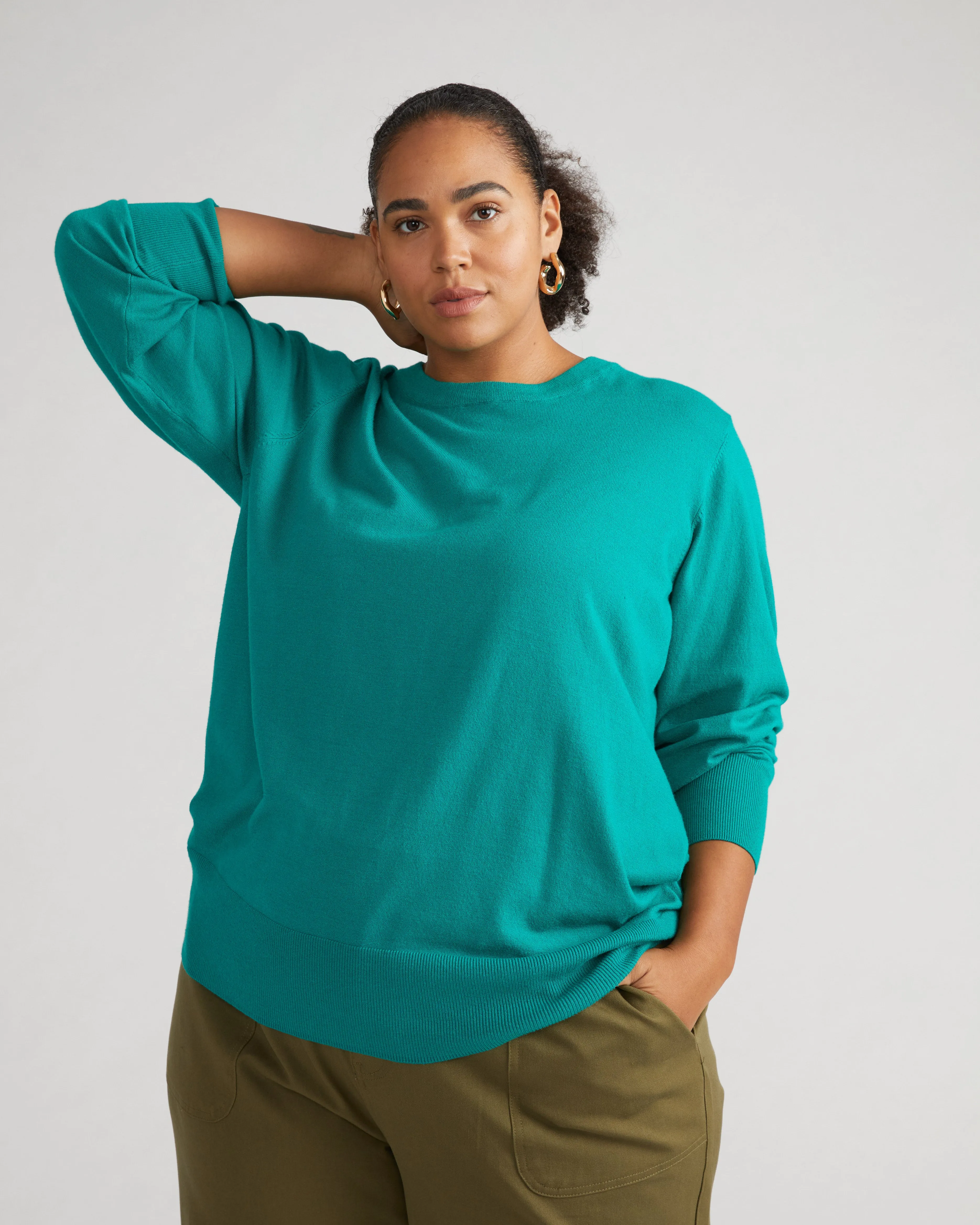 Savvy Fine Knit Crew Sweater - Poseidon sold by Universal Standard
