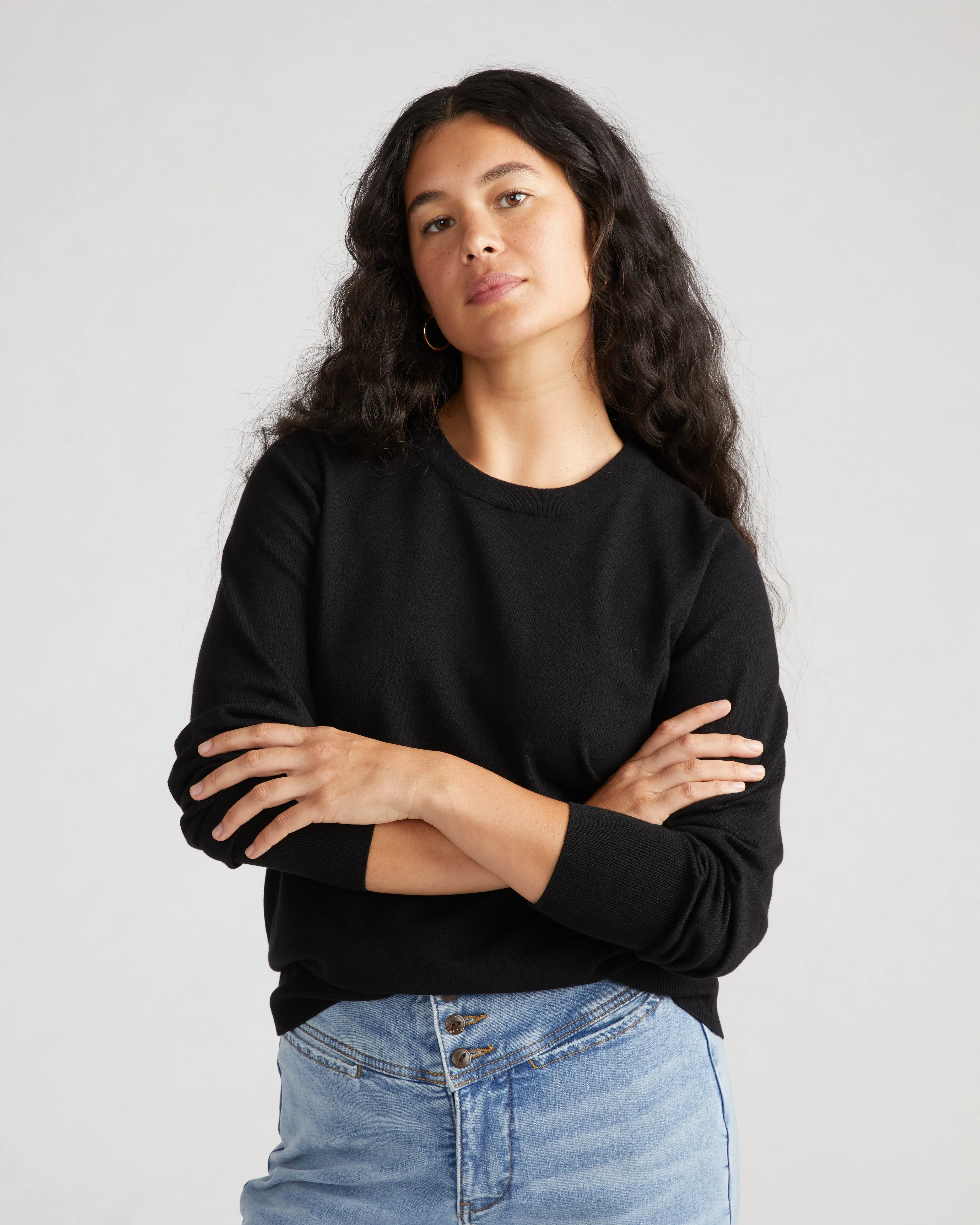 Savvy Fine Knit Crew Sweater - Black sold by Universal Standard product image thumbnail 2