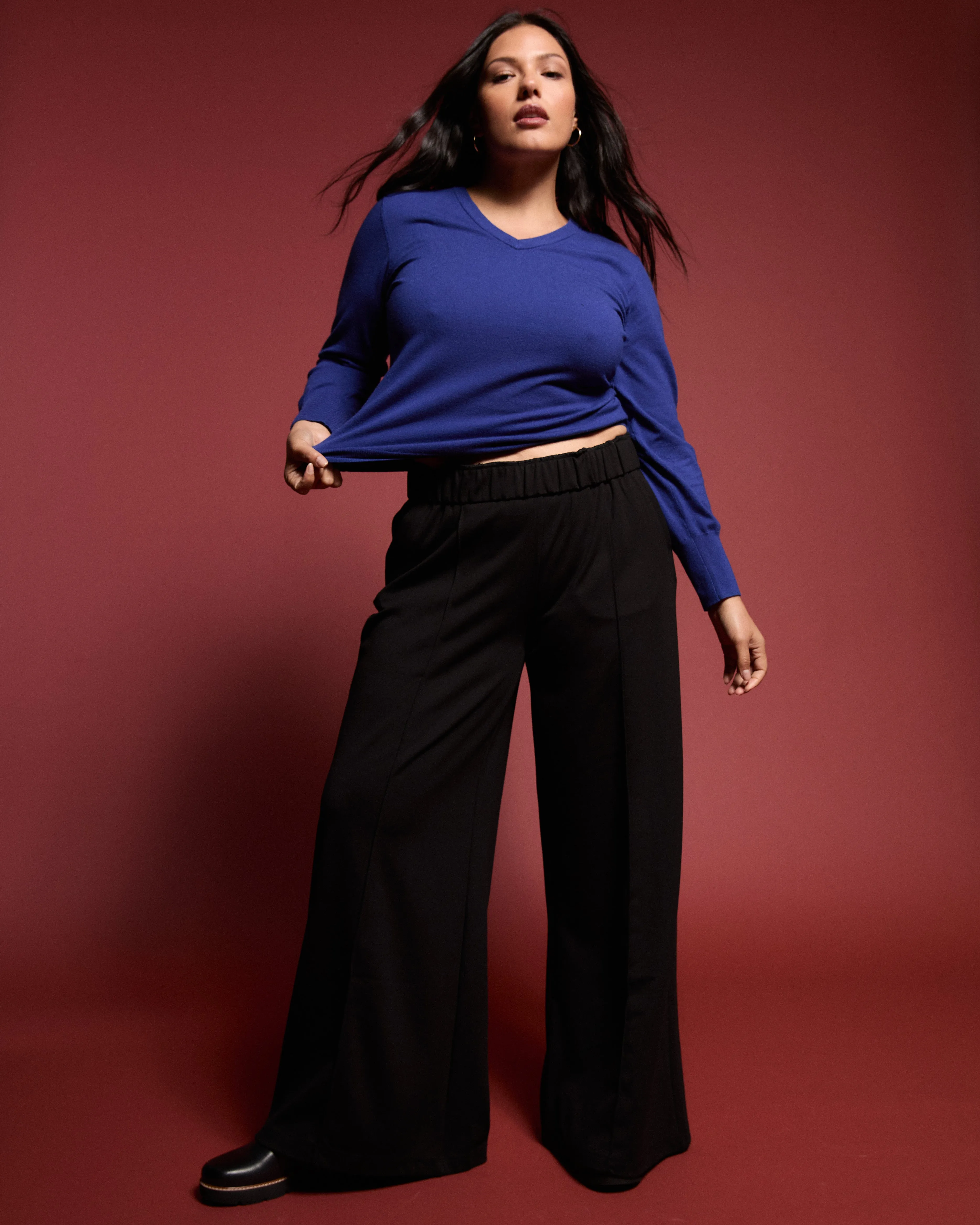 Savvy Fine Knit V Sweater - Tanzanite sold by Universal Standard product image thumbnail 3