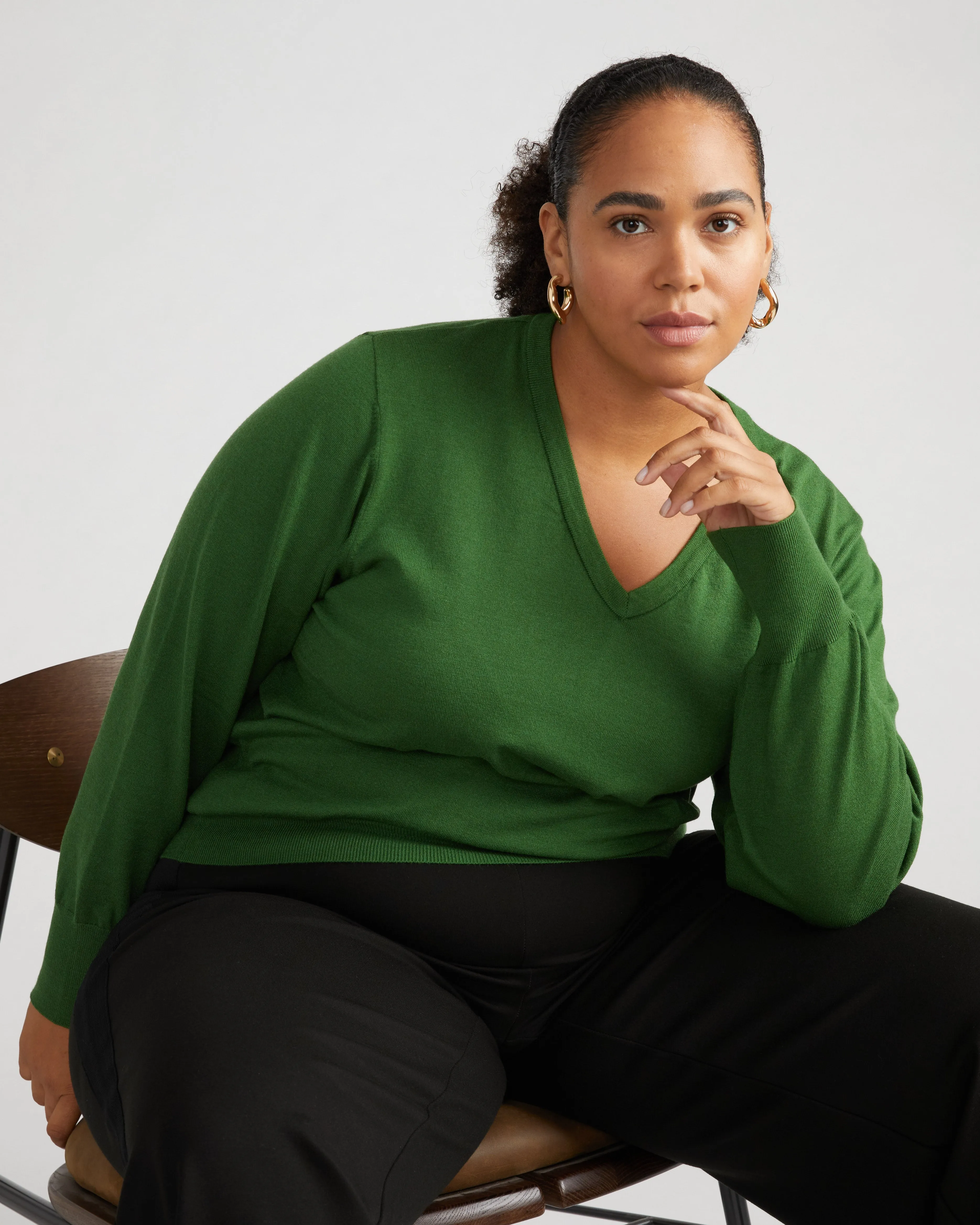 Savvy Fine Knit V Sweater - Fairway sold by Universal Standard