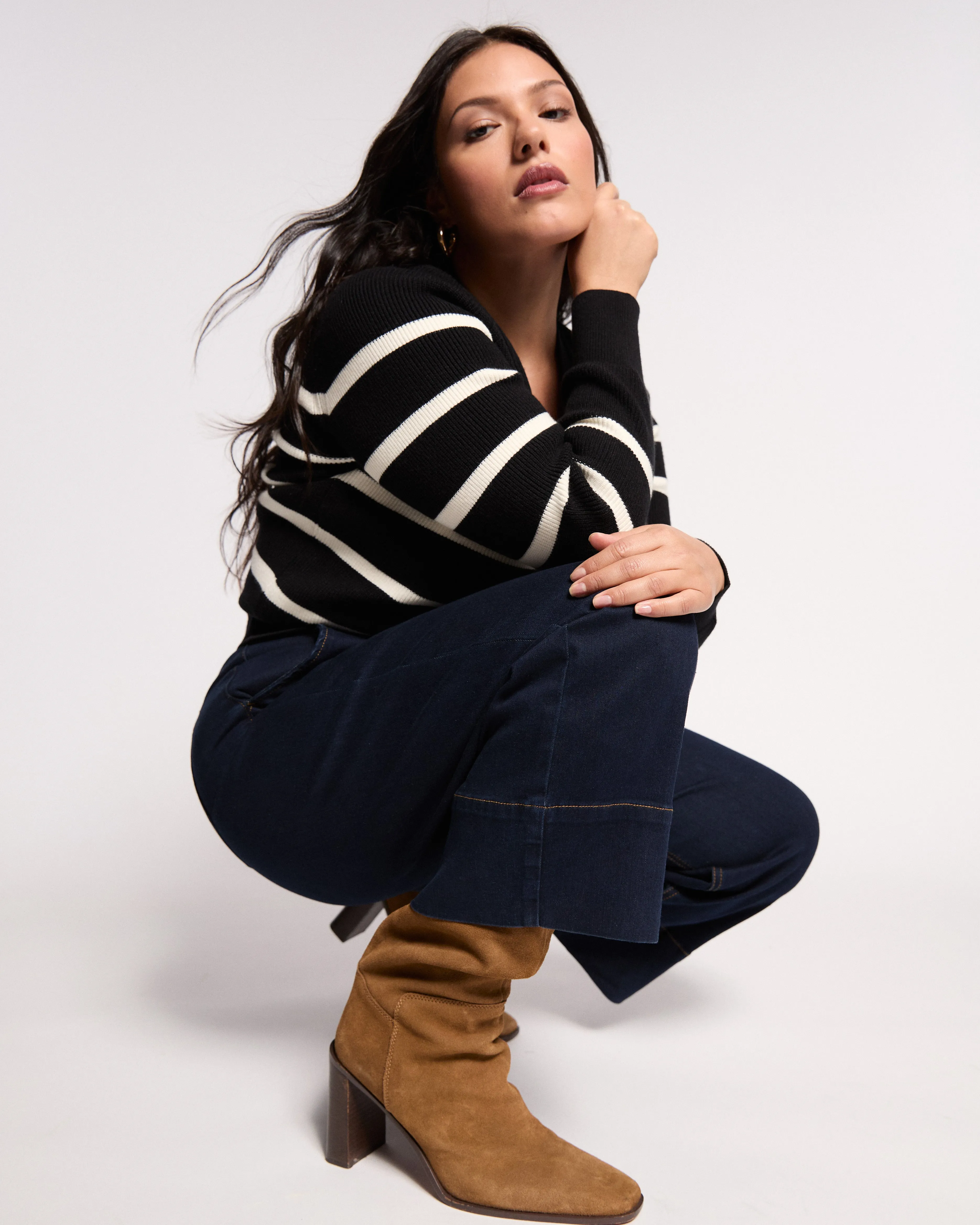 Better-Than-Wool Cardigan - Black/Cream Stripe sold by Universal Standard