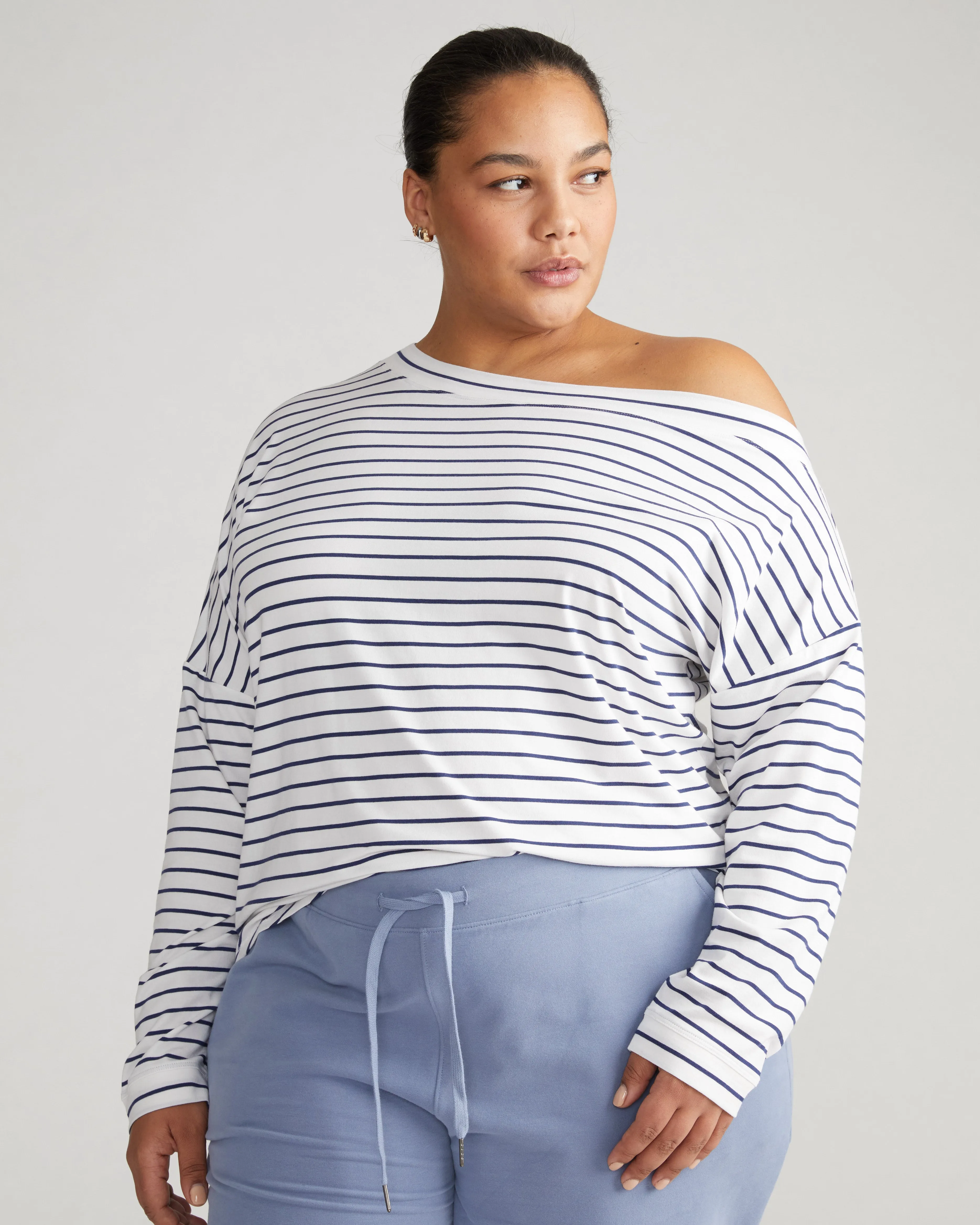 UltimateS Dolci Top - White/Cenote Stripe sold by Universal Standard product image thumbnail 2