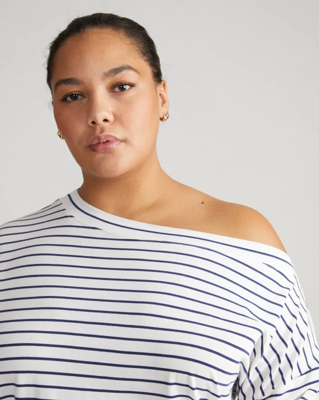 UltimateS Dolci Top - White/Cenote Stripe sold by Universal Standard