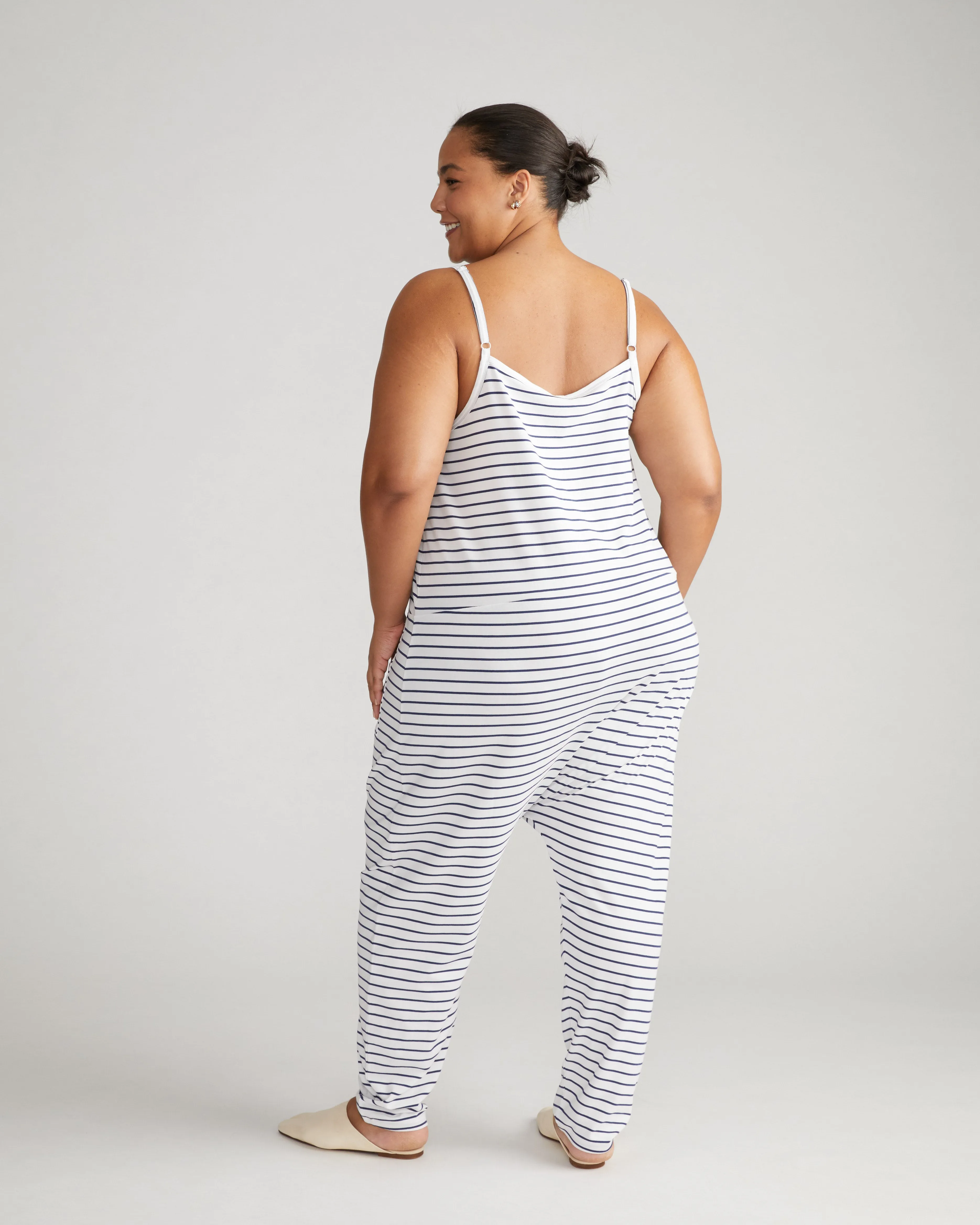 UltimateS Jackson Sleeveless Jumpsuit - White/Cenote Stripe sold by Universal Standard product image thumbnail 4