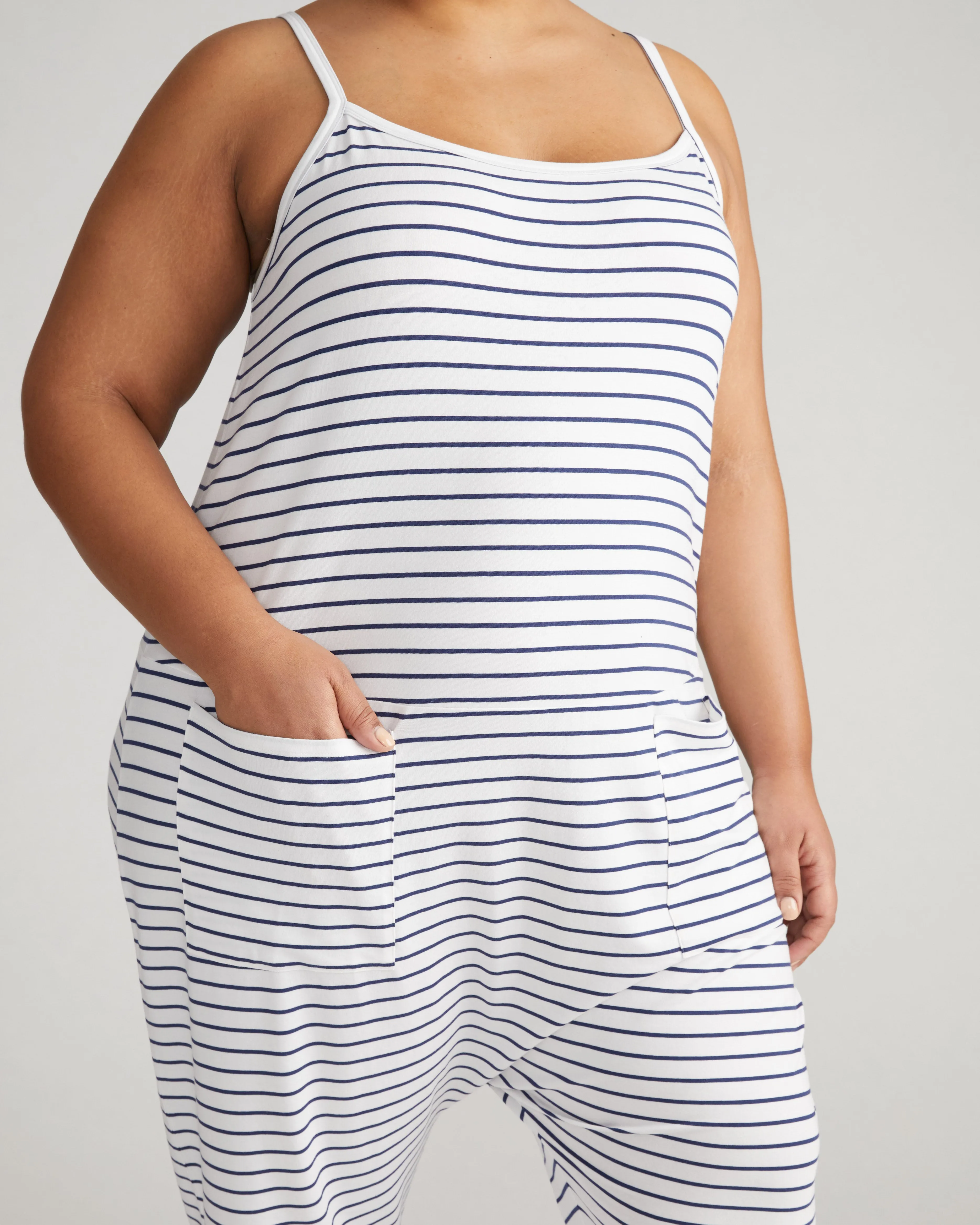 UltimateS Jackson Sleeveless Jumpsuit - White/Cenote Stripe sold by Universal Standard product image thumbnail 2