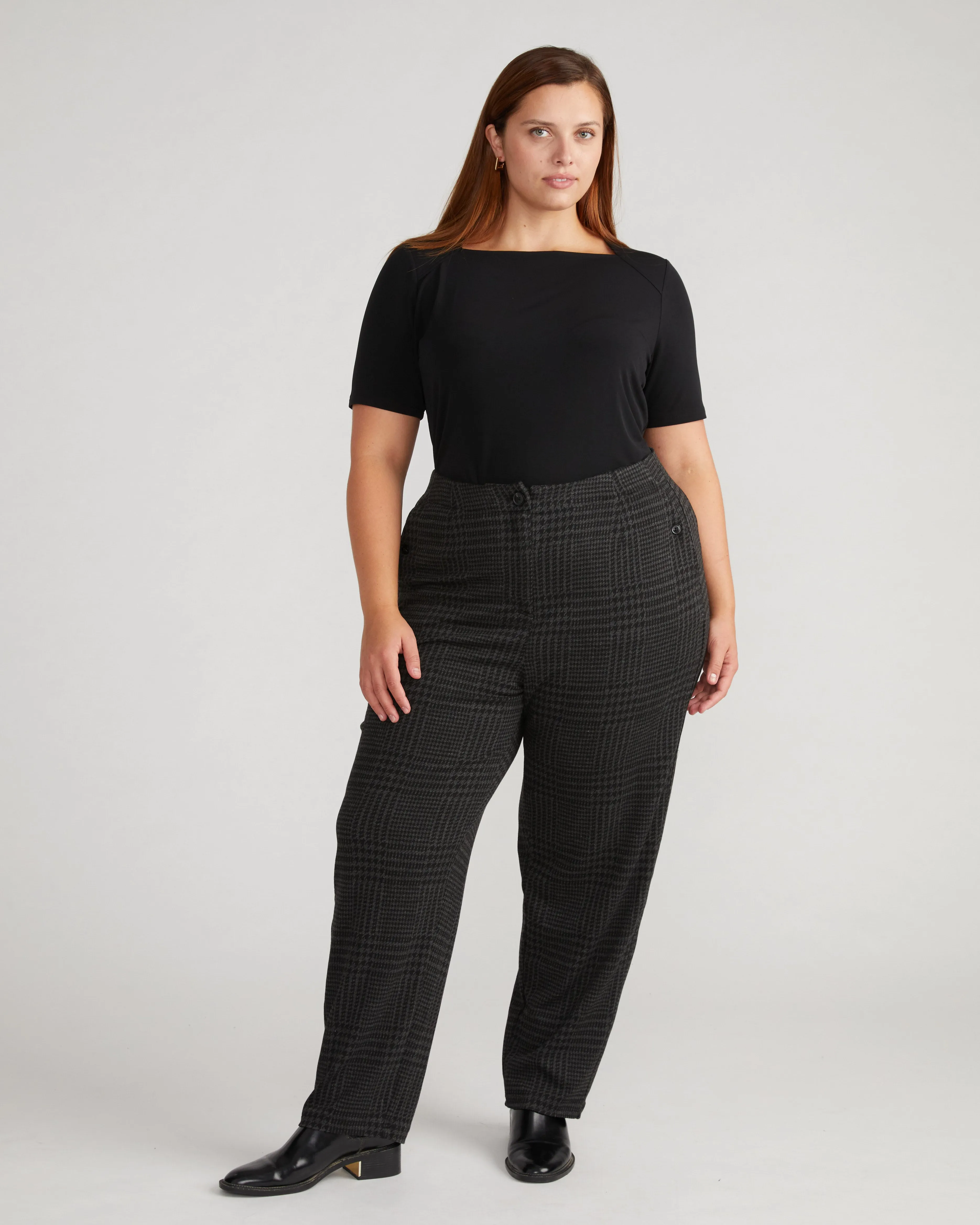 Audrey Tailored Ponte Pants - Storm Houndstooth sold by Universal Standard