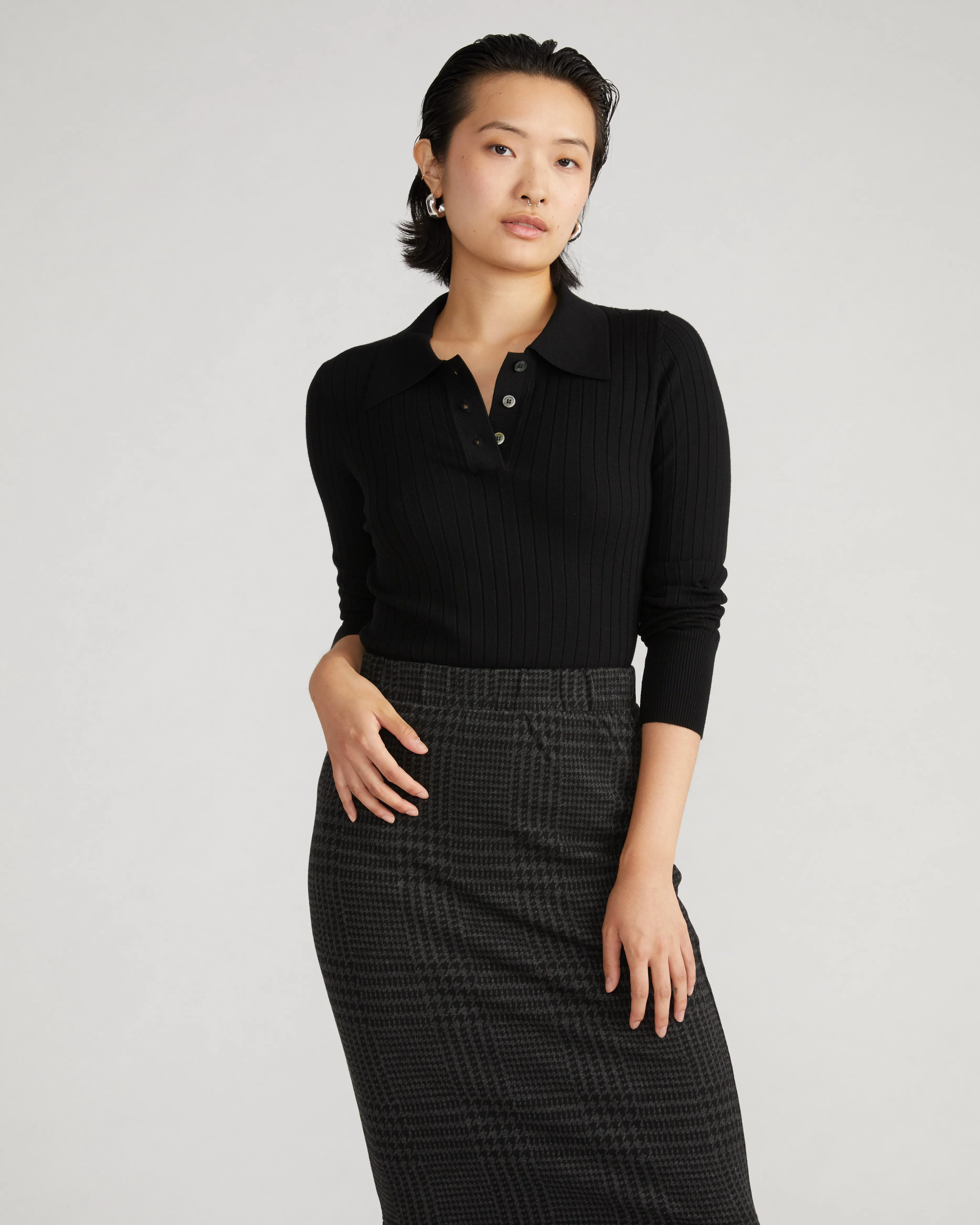 Danube Ponte Skirt - Storm Houndstooth sold by Universal Standard product image thumbnail 2