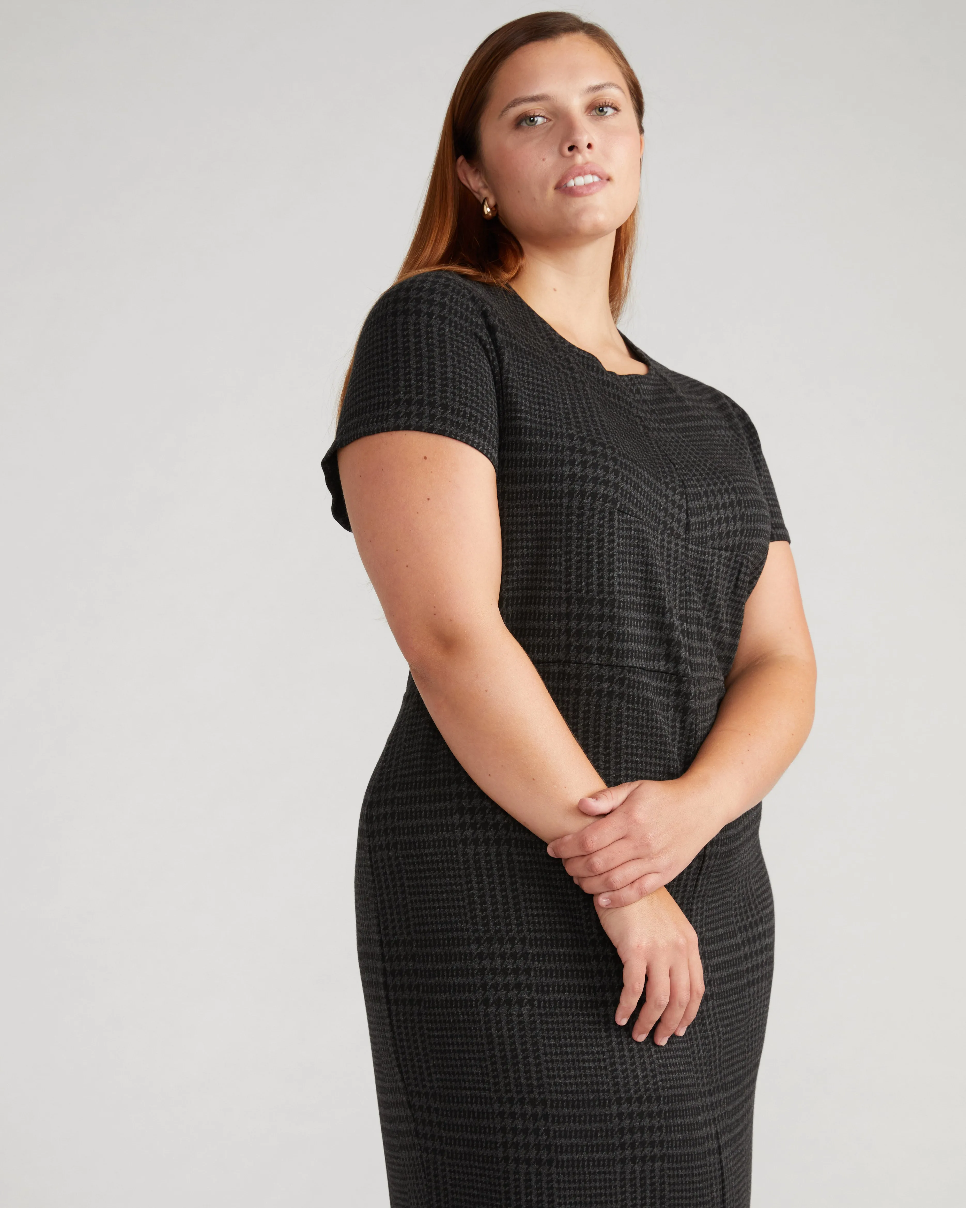 Executive Ponte Dress - Storm Houndstooth sold by Universal Standard product image thumbnail 2