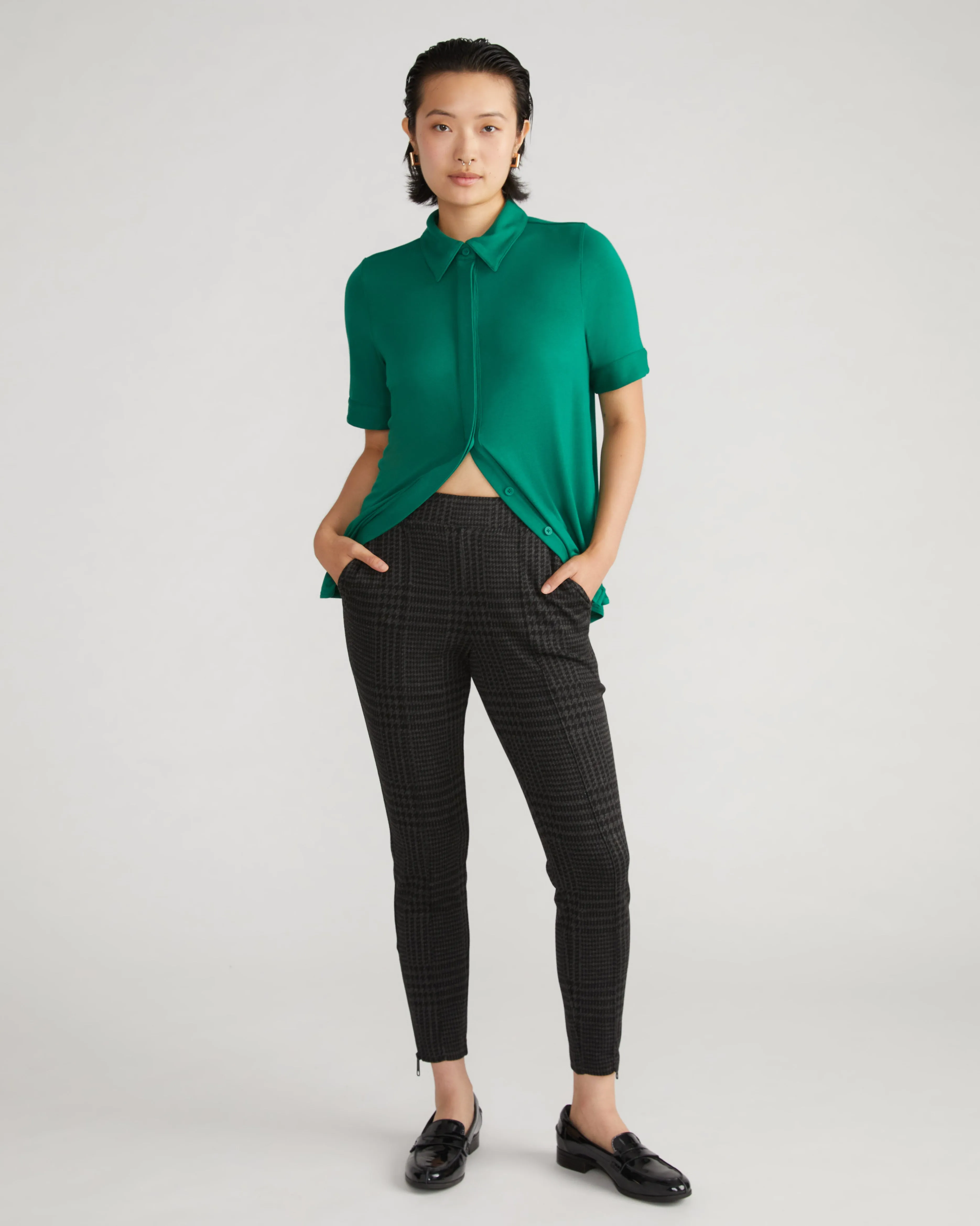 Moro Pintuck Pocket Ponte Pants - Storm Houndstooth sold by Universal Standard product image thumbnail 3