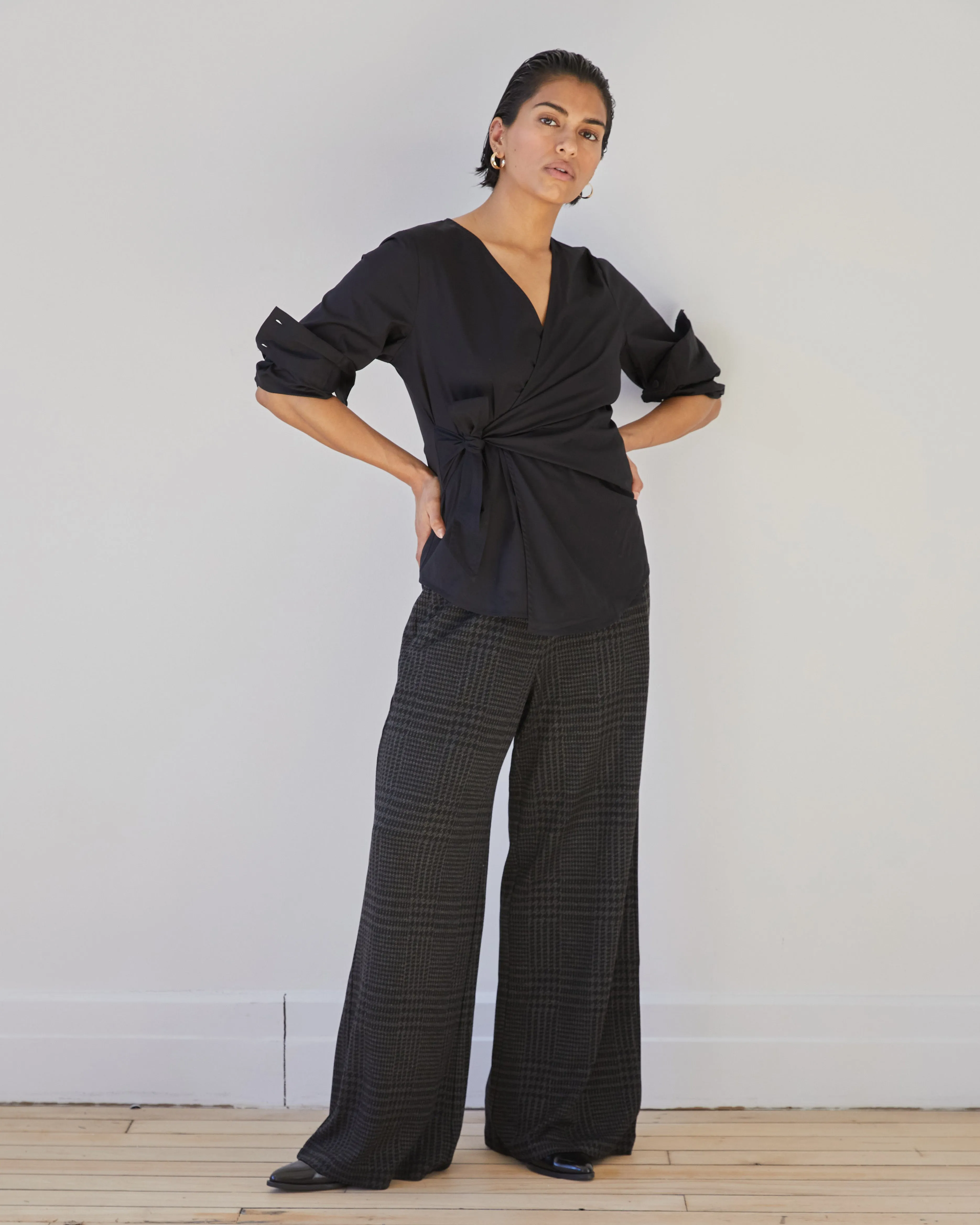 Stephanie Wide Leg Ponte Pants - Storm Houndstooth sold by Universal Standard