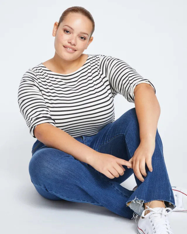 Sinead High Rise Bootcut Jeans - Stonewash Indigo sold by Universal Standard