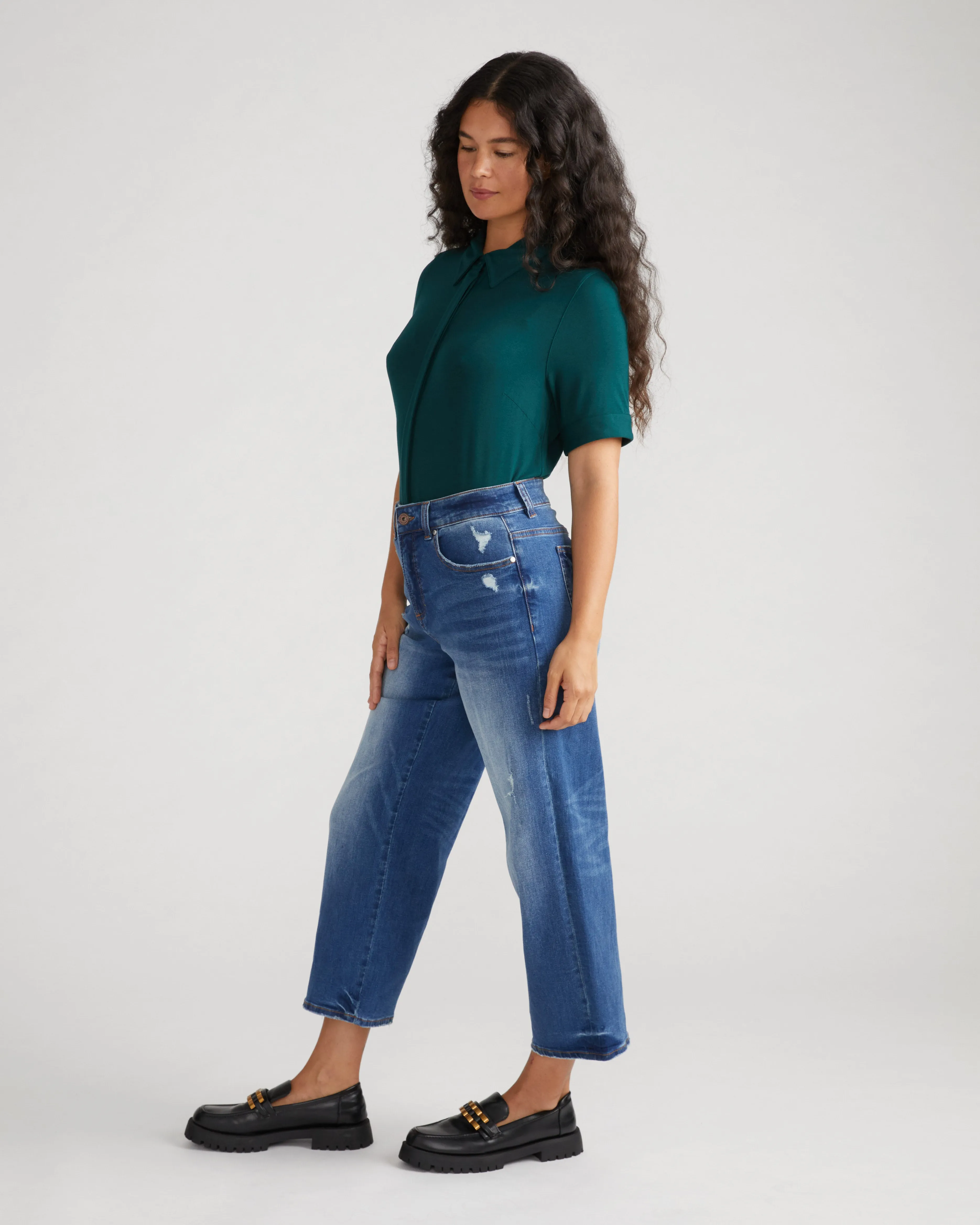 Bae Boyfriend Crop Jeans - Princeton Blue sold by Universal Standard