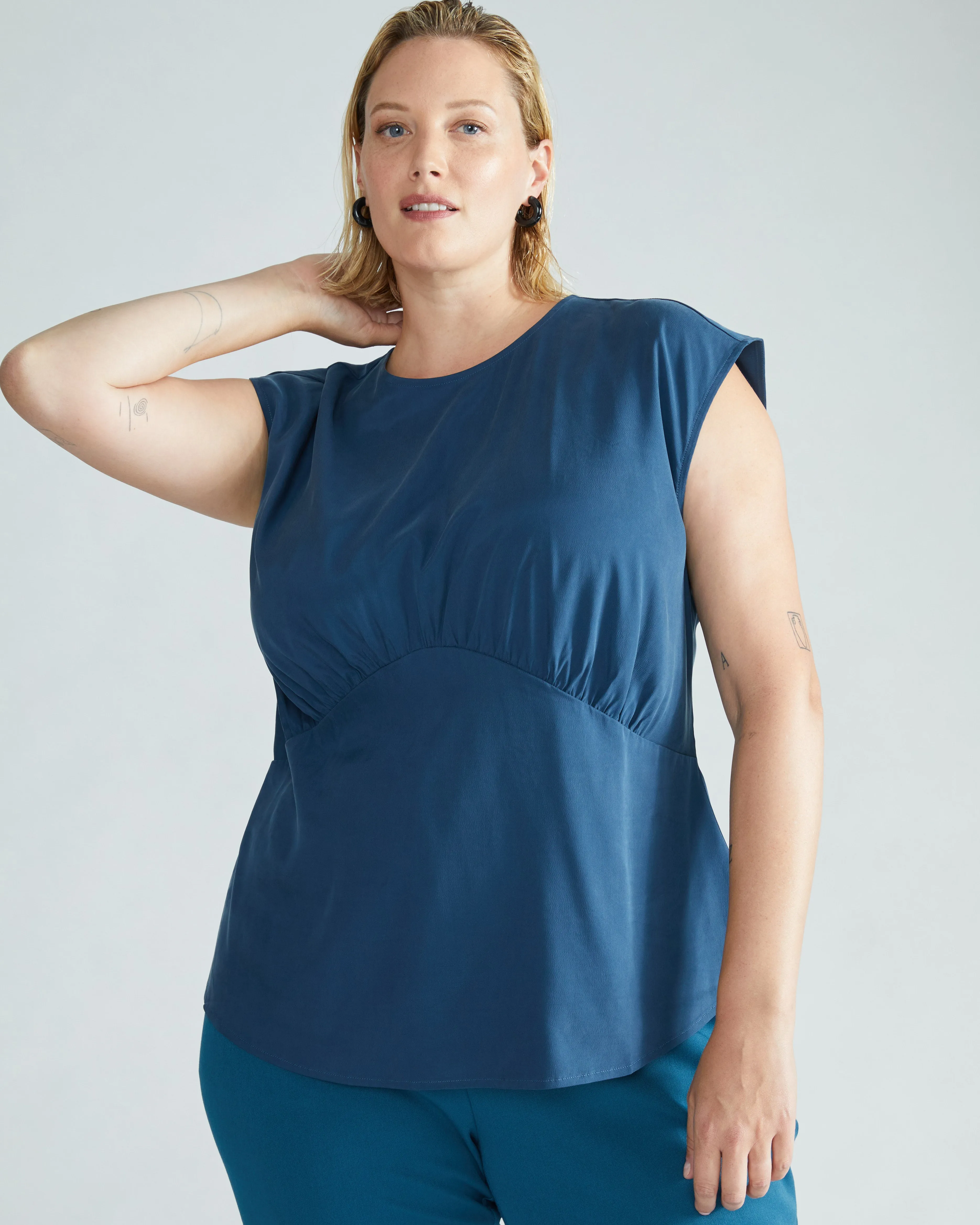 Cooling Stretch Cupro Shell Top - Storm sold by Universal Standard