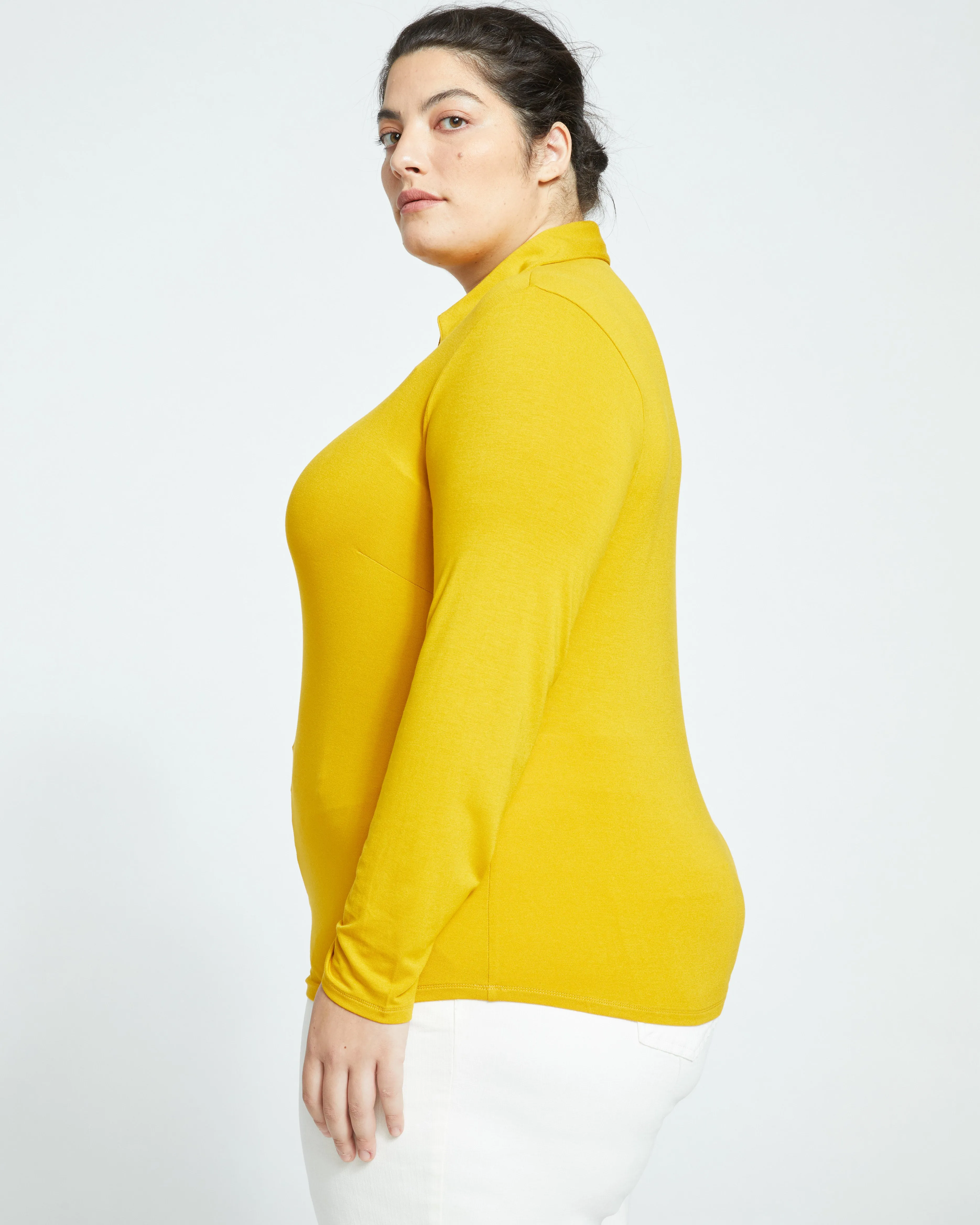 Aalto Liquid Jersey Polo Top - Brass sold by Universal Standard product image thumbnail 4