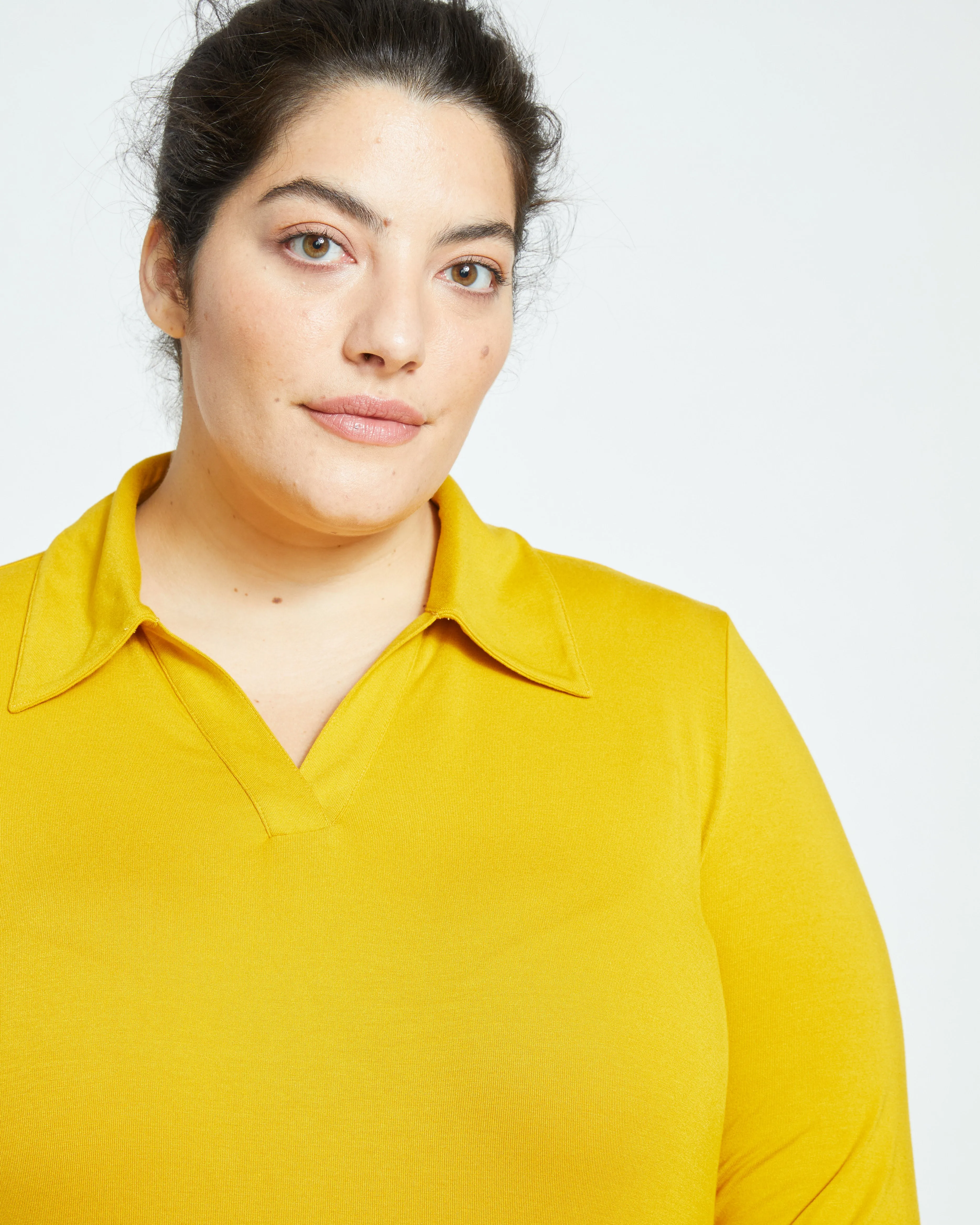 Aalto Liquid Jersey Polo Top - Brass sold by Universal Standard product image thumbnail 2