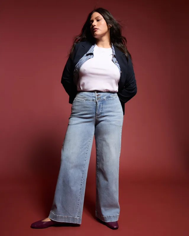 Charlie High Rise Sailor Jeans - Something Blue Wash sold by Universal Standard