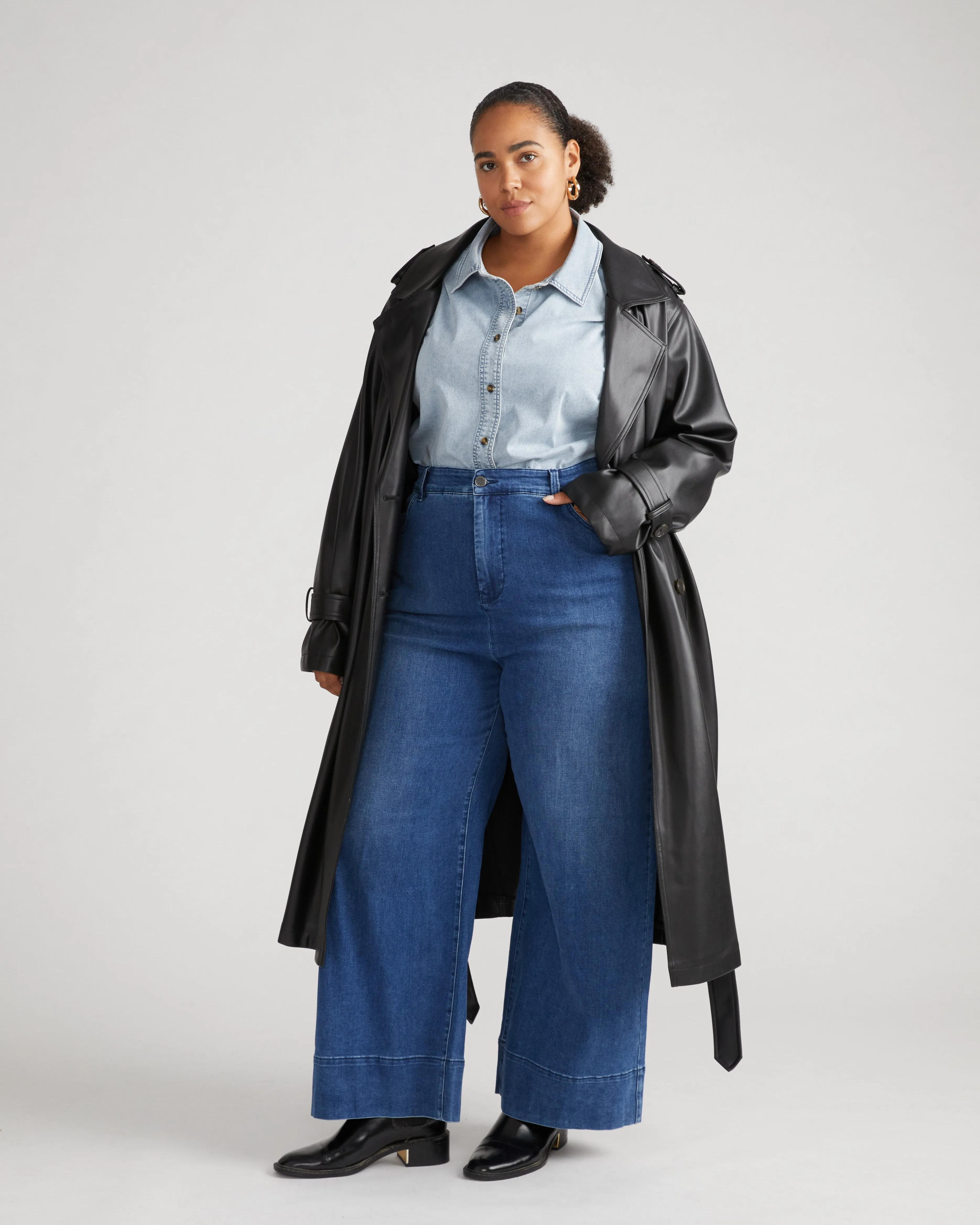 Sade Faux Leather Trench Coat - Black sold by Universal Standard product image thumbnail 5