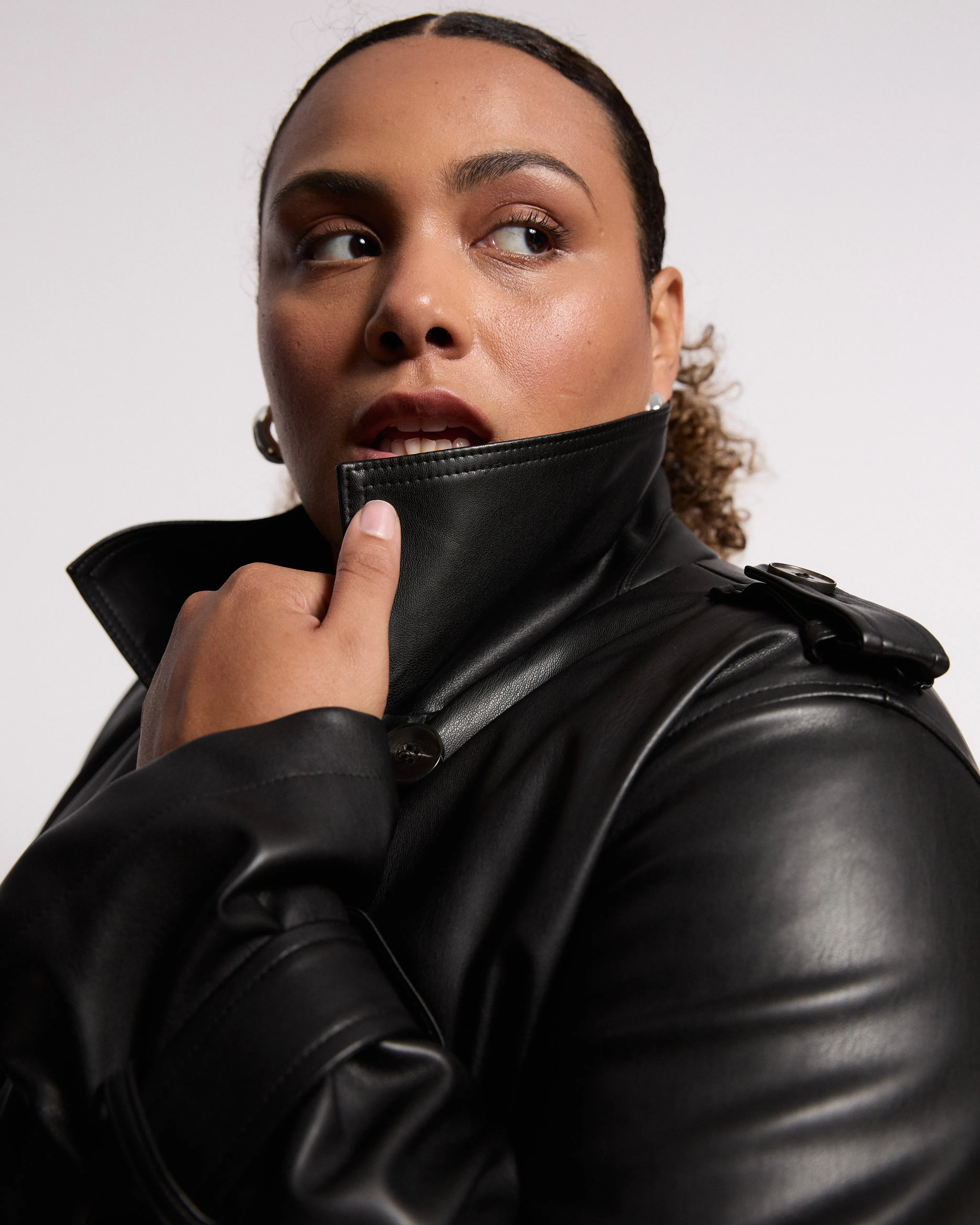 Sade Faux Leather Trench Coat - Black sold by Universal Standard product image thumbnail 4