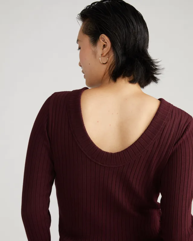 Aspen Rib Scoop Back Top - Black Cherry sold by Universal Standard