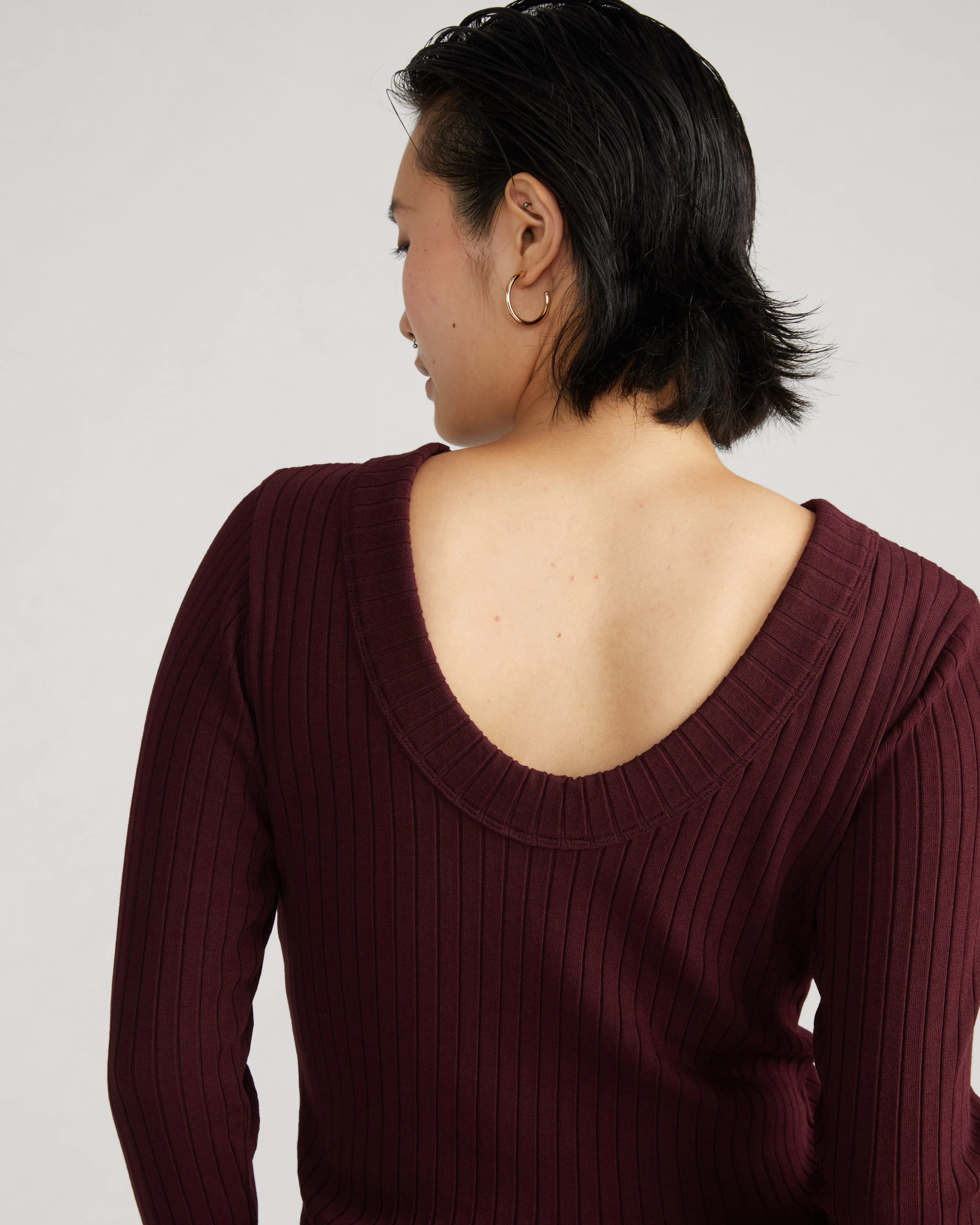 Aspen Rib Scoop Back Top - Black Cherry sold by Universal Standard