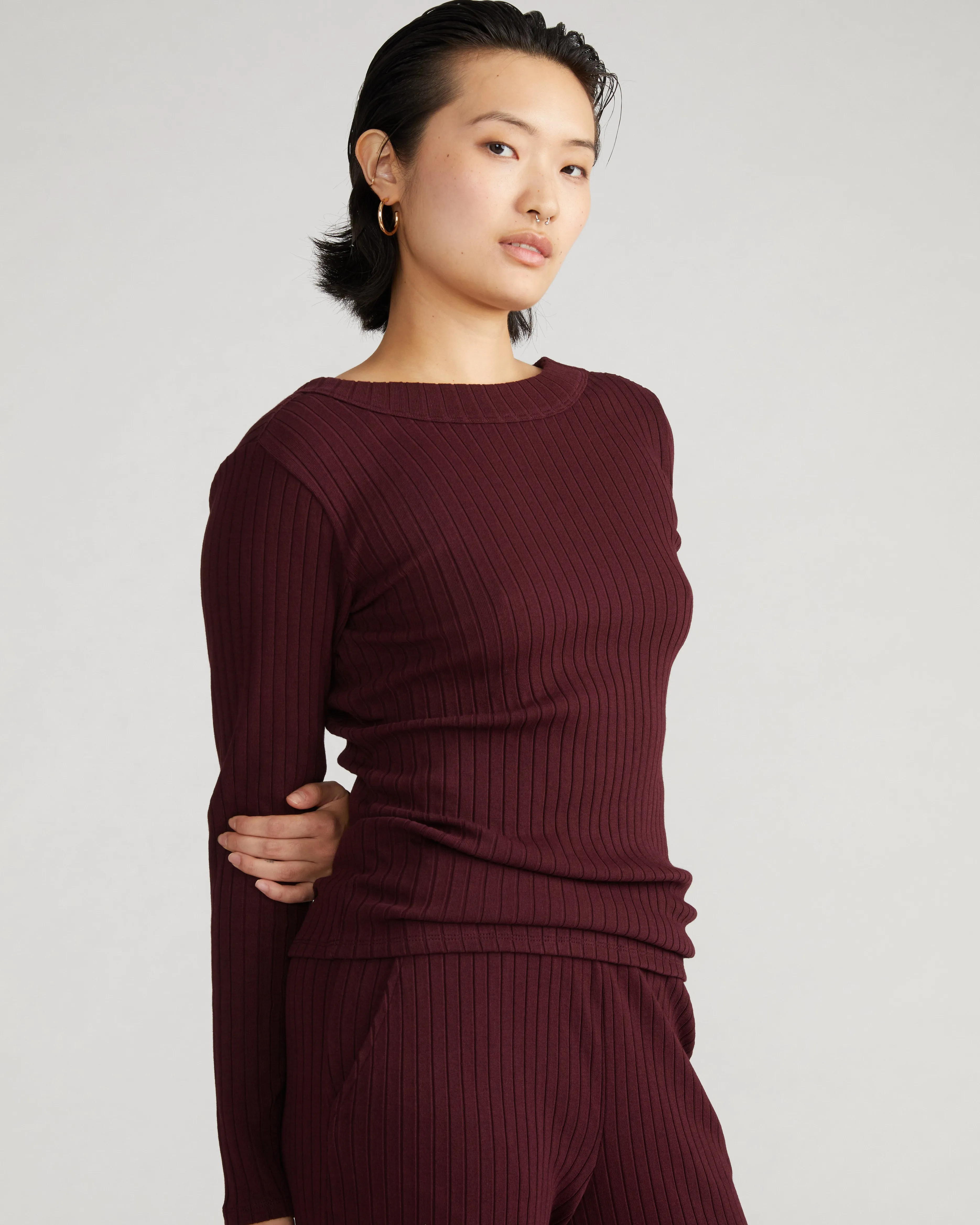 Aspen Rib Scoop Back Top - Black Cherry sold by Universal Standard product image thumbnail 2
