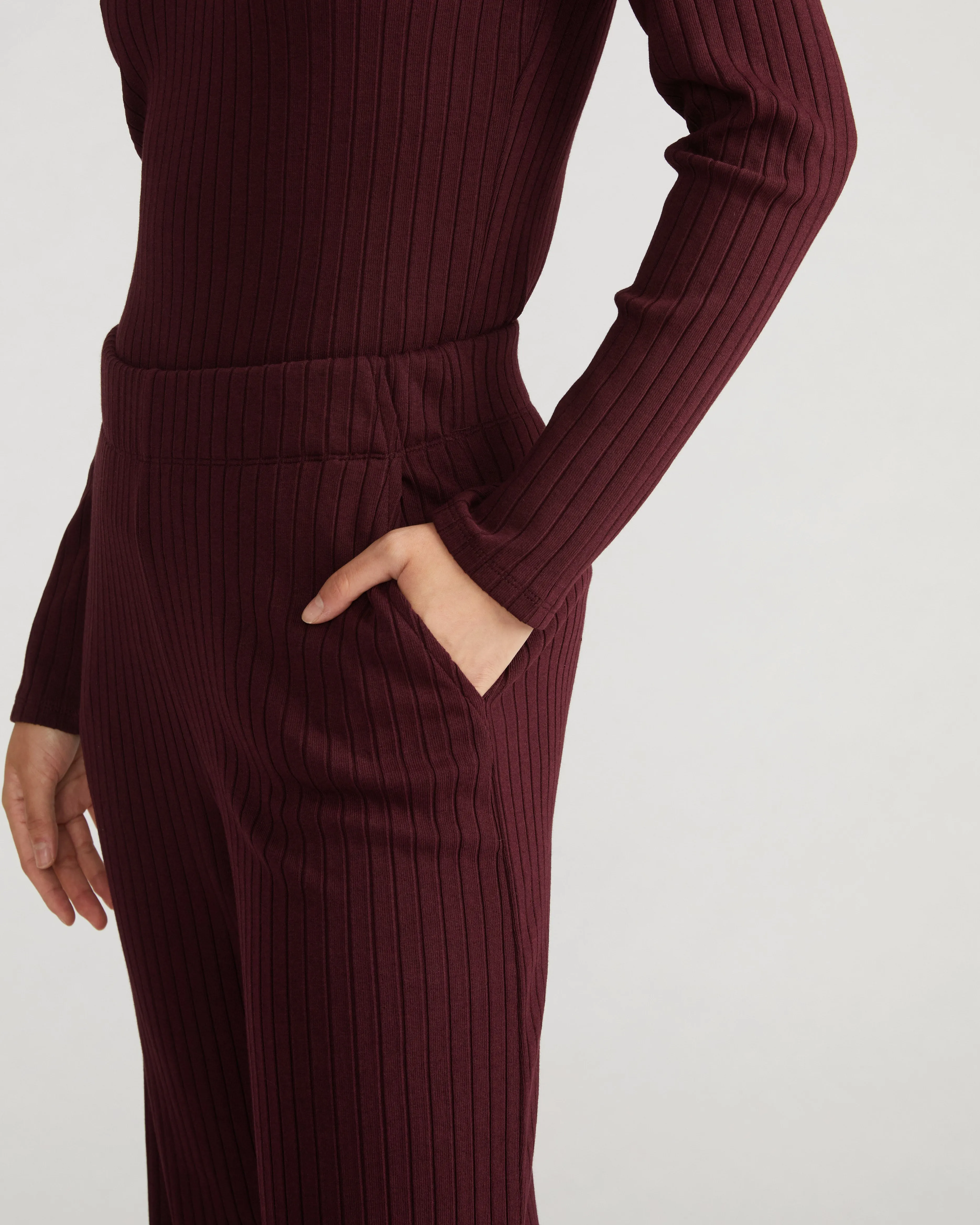 Aspen Rib Wide Leg Pant - Black Cherry sold by Universal Standard