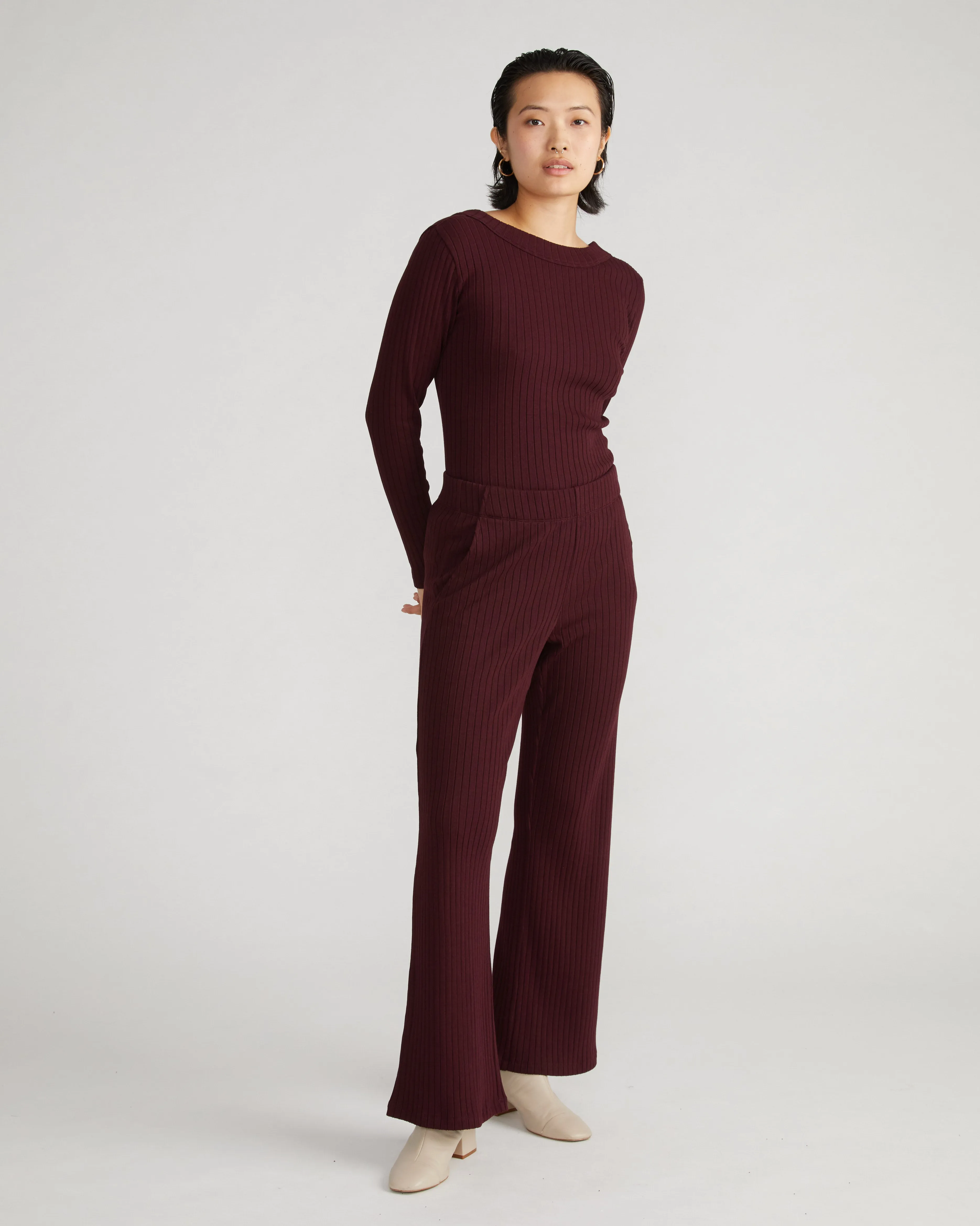 Aspen Rib Wide Leg Pant - Black Cherry sold by Universal Standard product image thumbnail 3