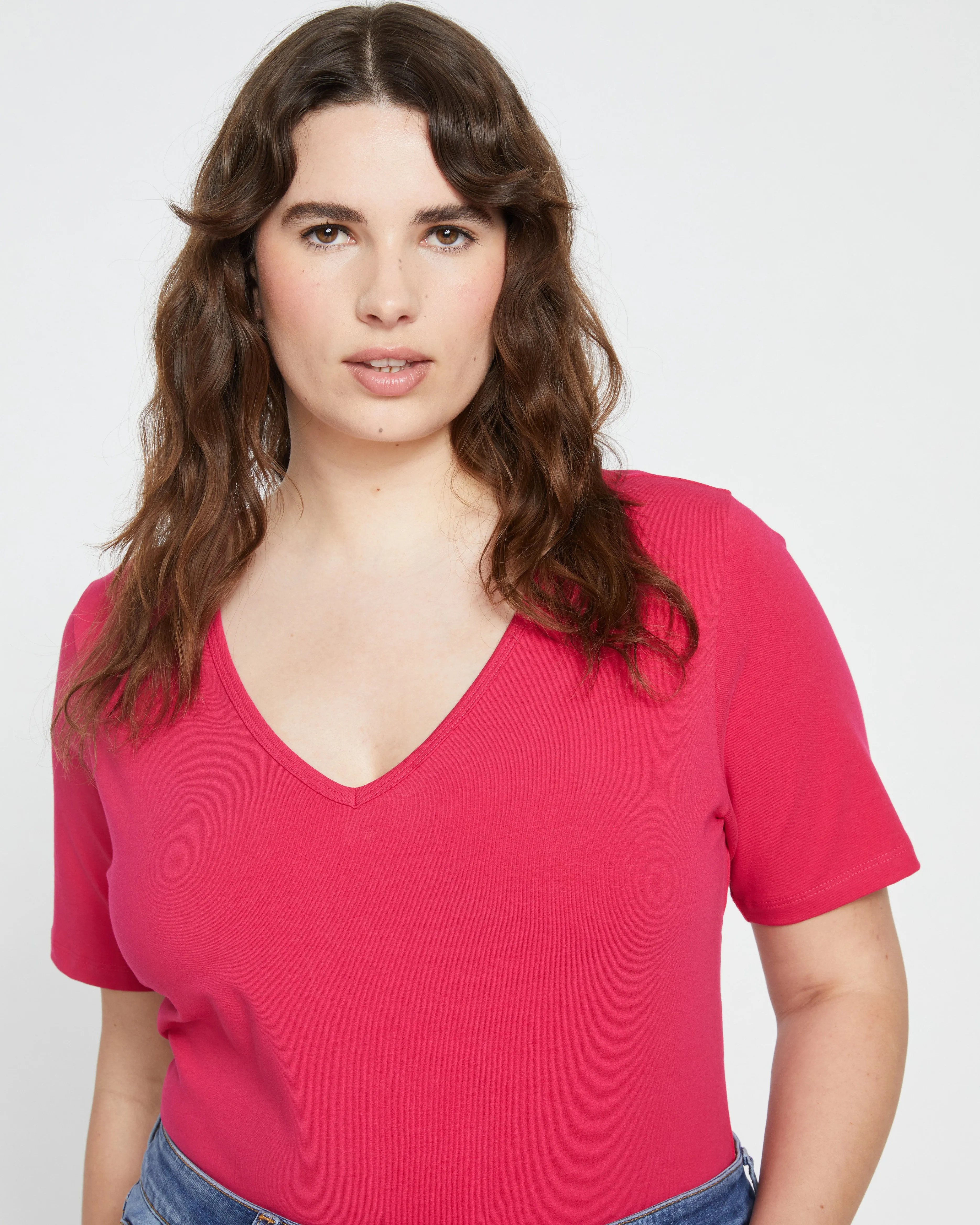 Double V Tee - Cerise sold by Universal Standard