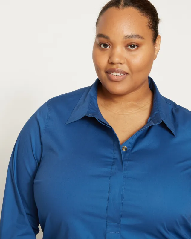 Elbe Popover Stretch Poplin Shirt Classic Fit - Admiral Blue made by Universal Standard