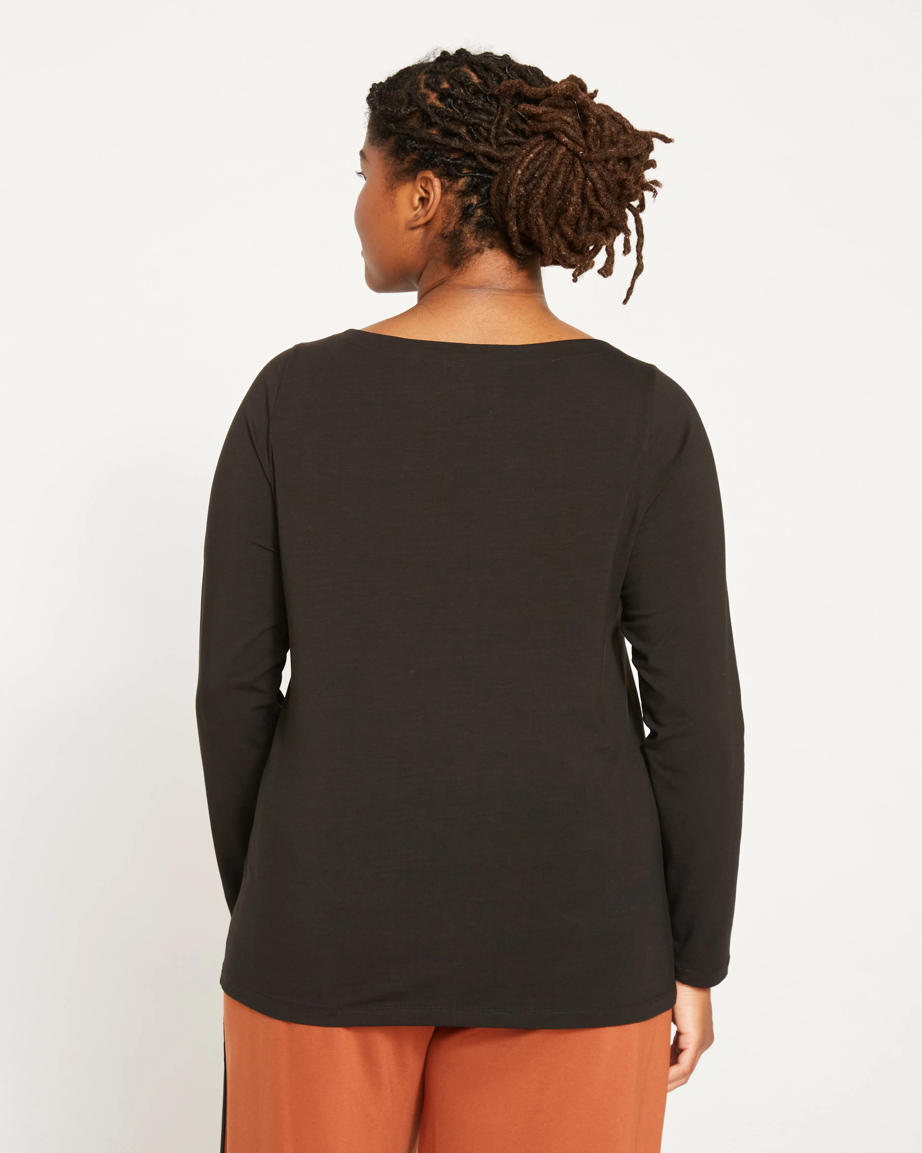Long Sleeve Bella Boatneck Tee - Black sold by Universal Standard product image thumbnail 4