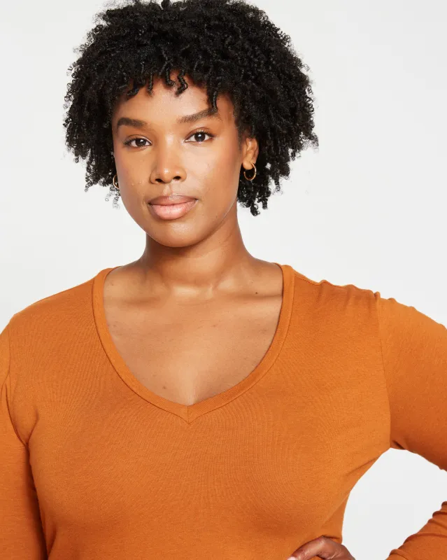 Long Sleeve V Rex - Caramel Cafe sold by Universal Standard