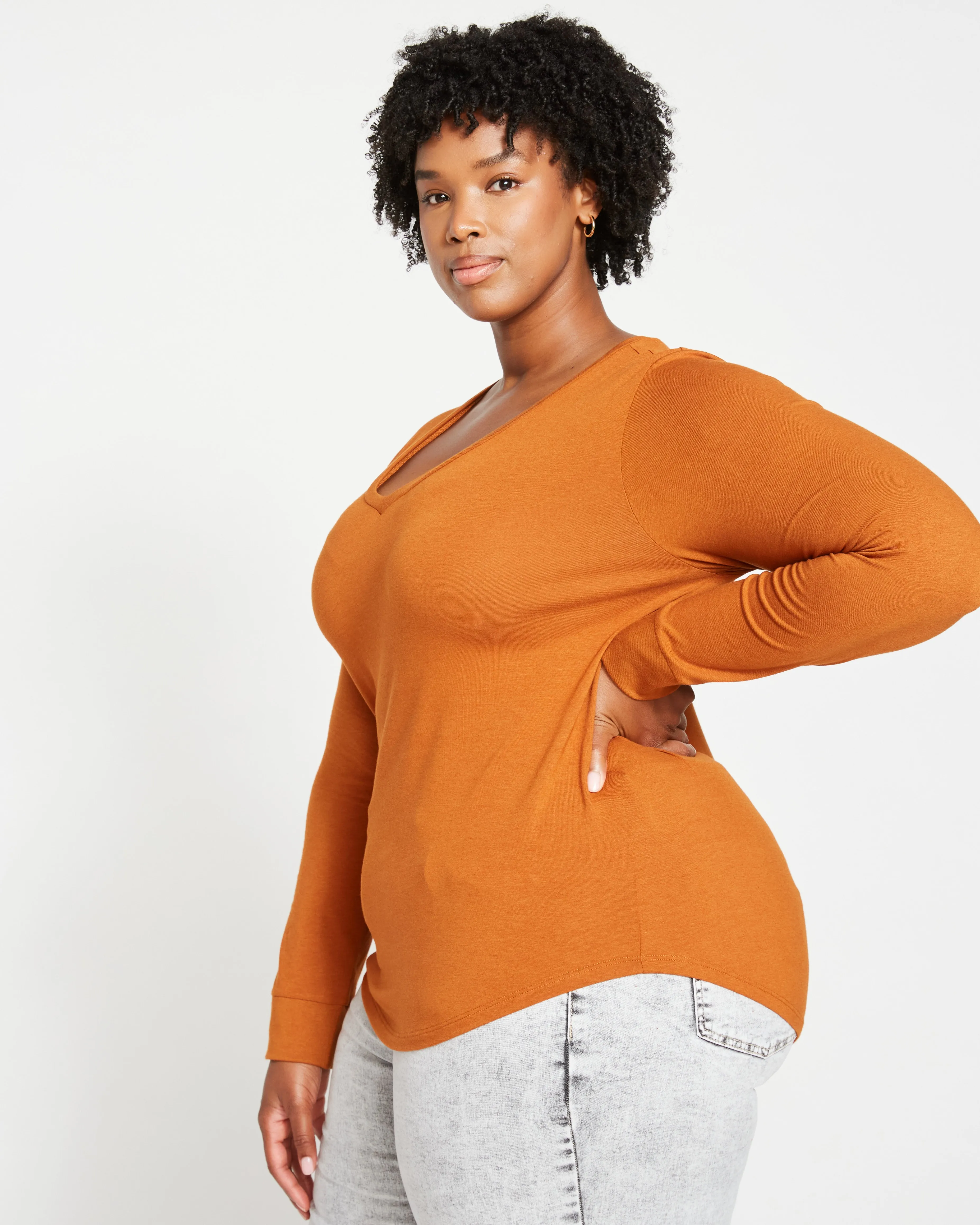 Long Sleeve V Rex - Caramel Cafe sold by Universal Standard product image thumbnail 3