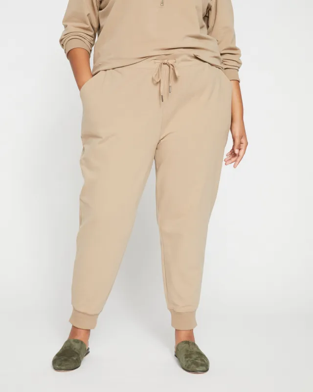 Peachy Terry Drawstring Jogger - Pebble sold by Universal Standard