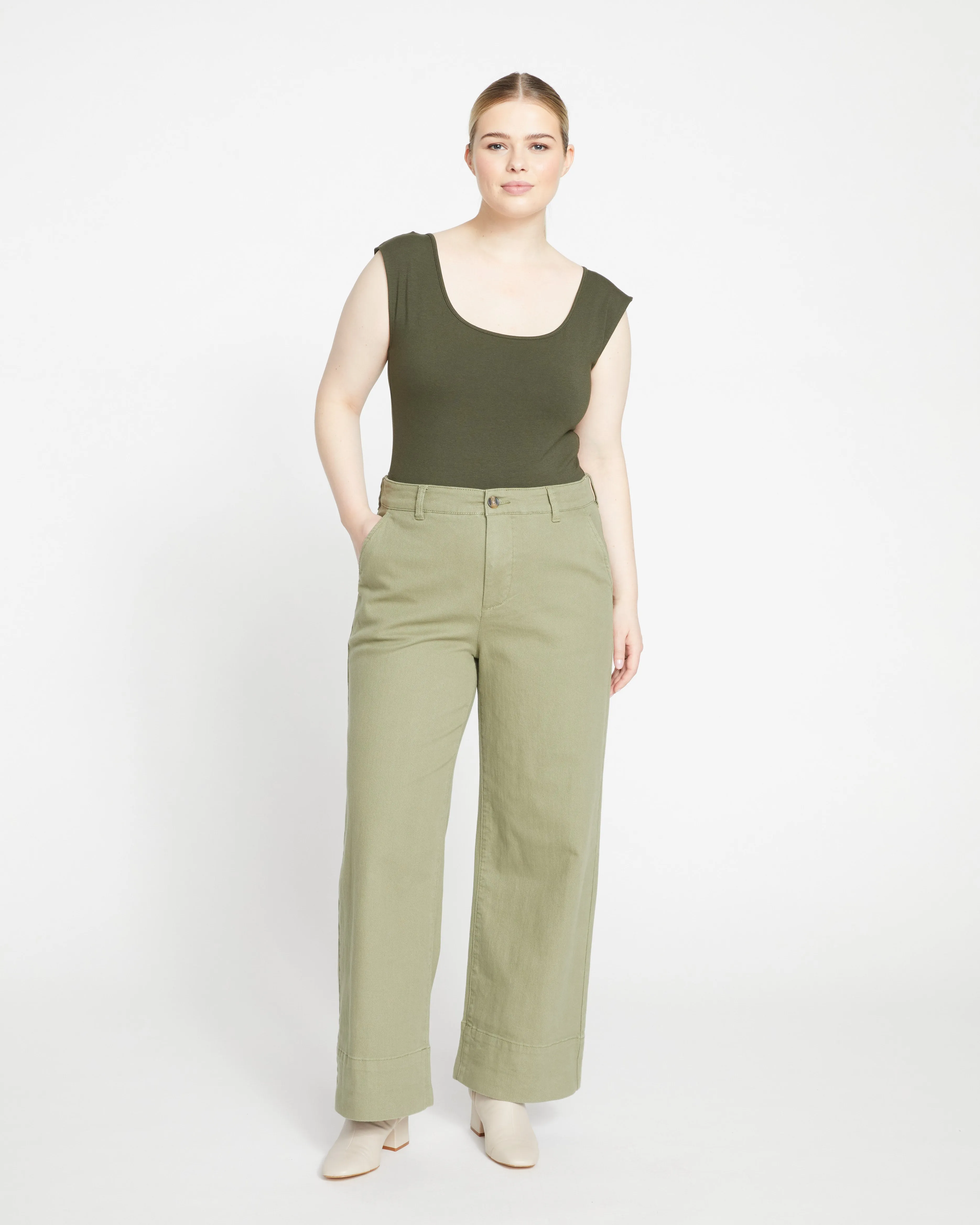 Carol High Rise Stretch Twill Pants - Pistachio sold by Universal Standard