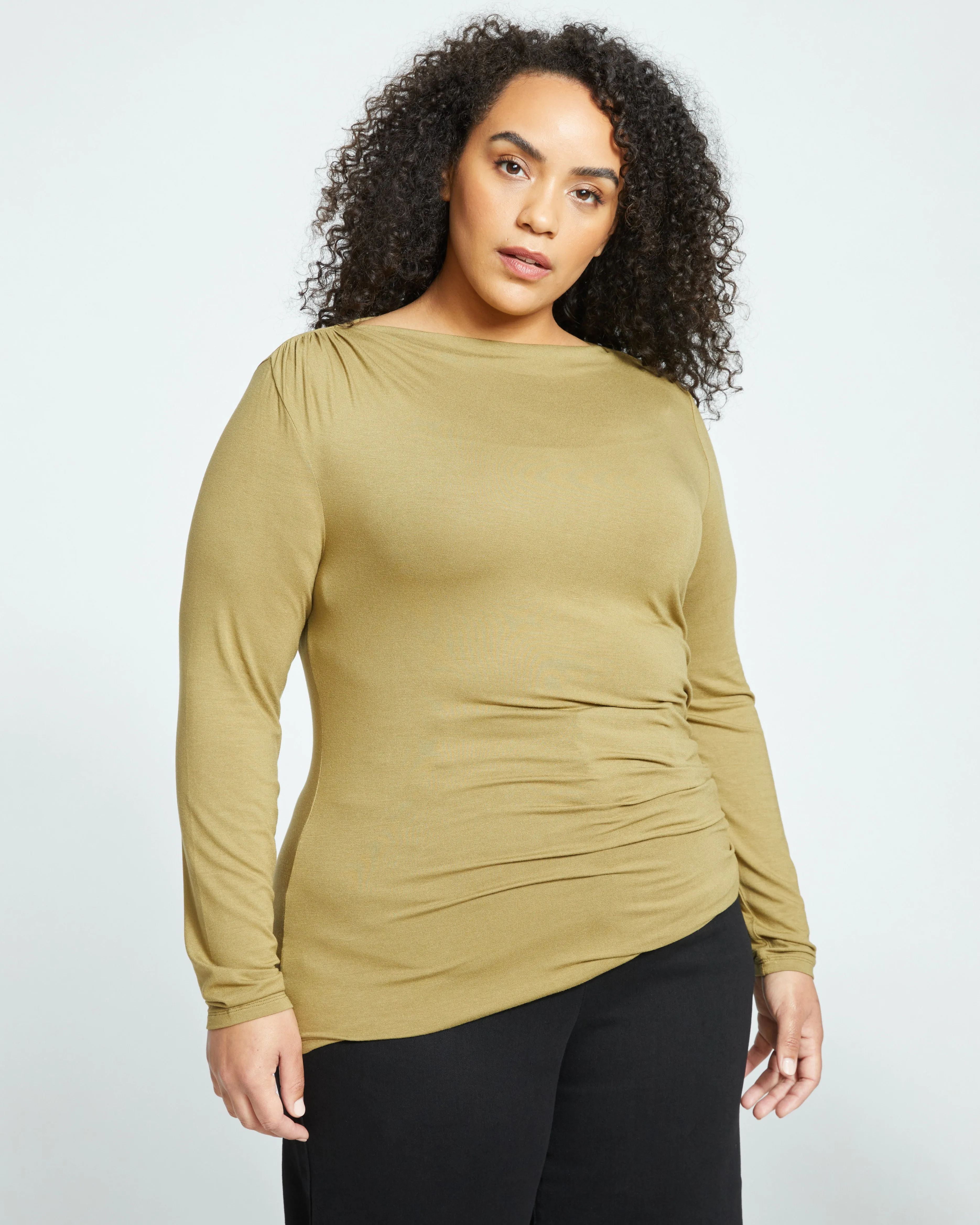 Louise Long Sleeve Liquid Jersey Top - Smokey Olive sold by Universal Standard product image thumbnail 2