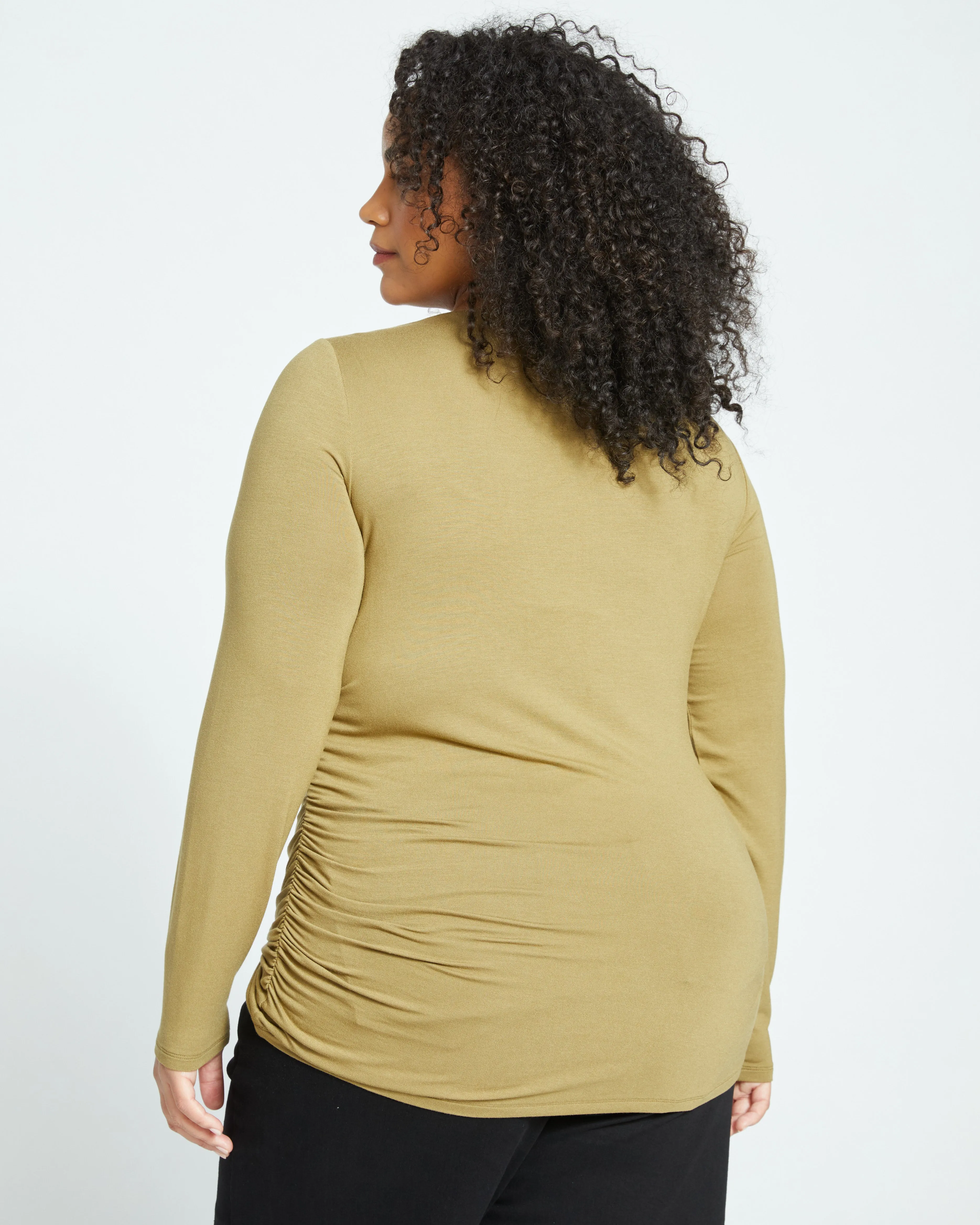 Louise Long Sleeve Liquid Jersey Top - Smokey Olive sold by Universal Standard product image thumbnail 4