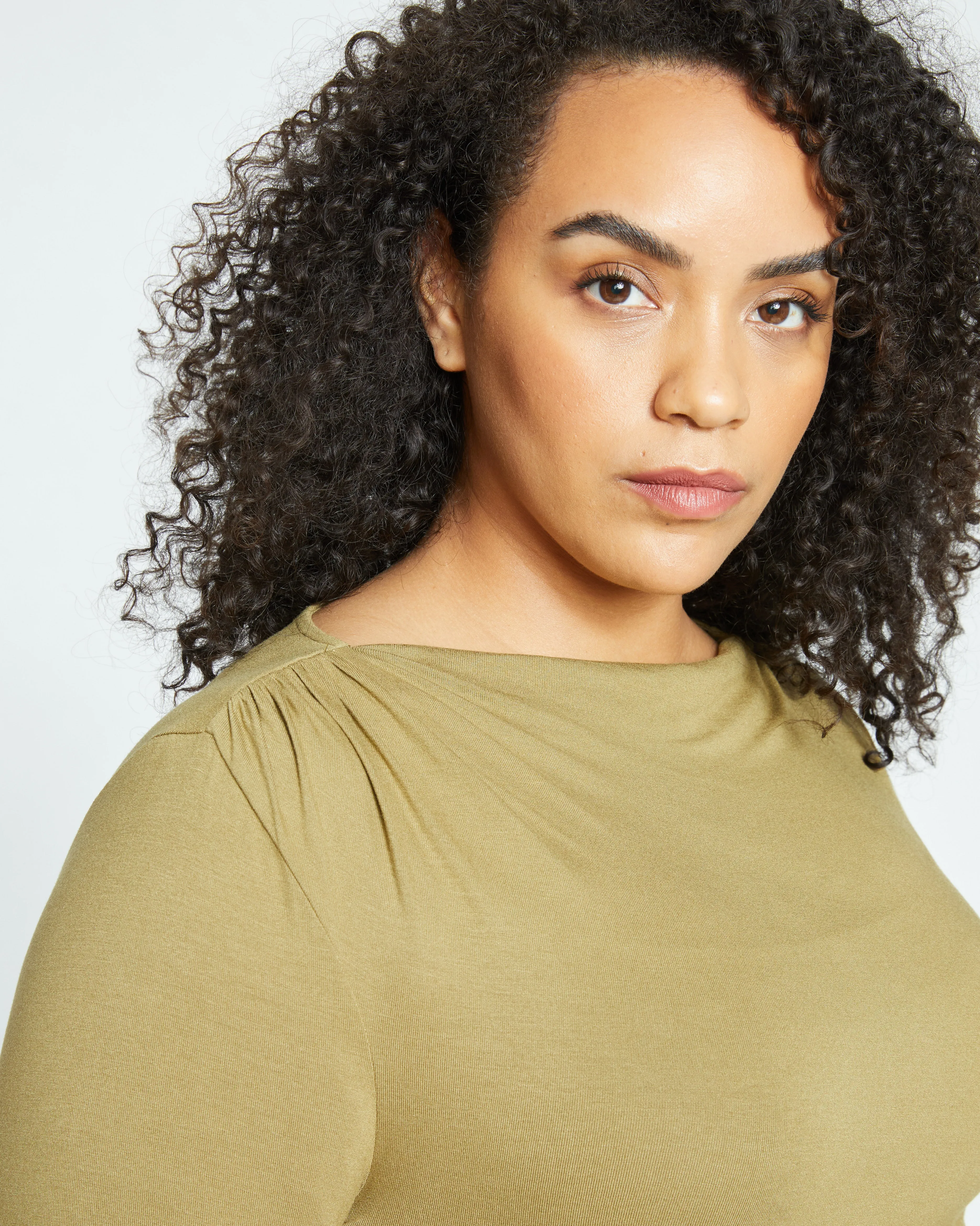 Louise Long Sleeve Liquid Jersey Top - Smokey Olive sold by Universal Standard