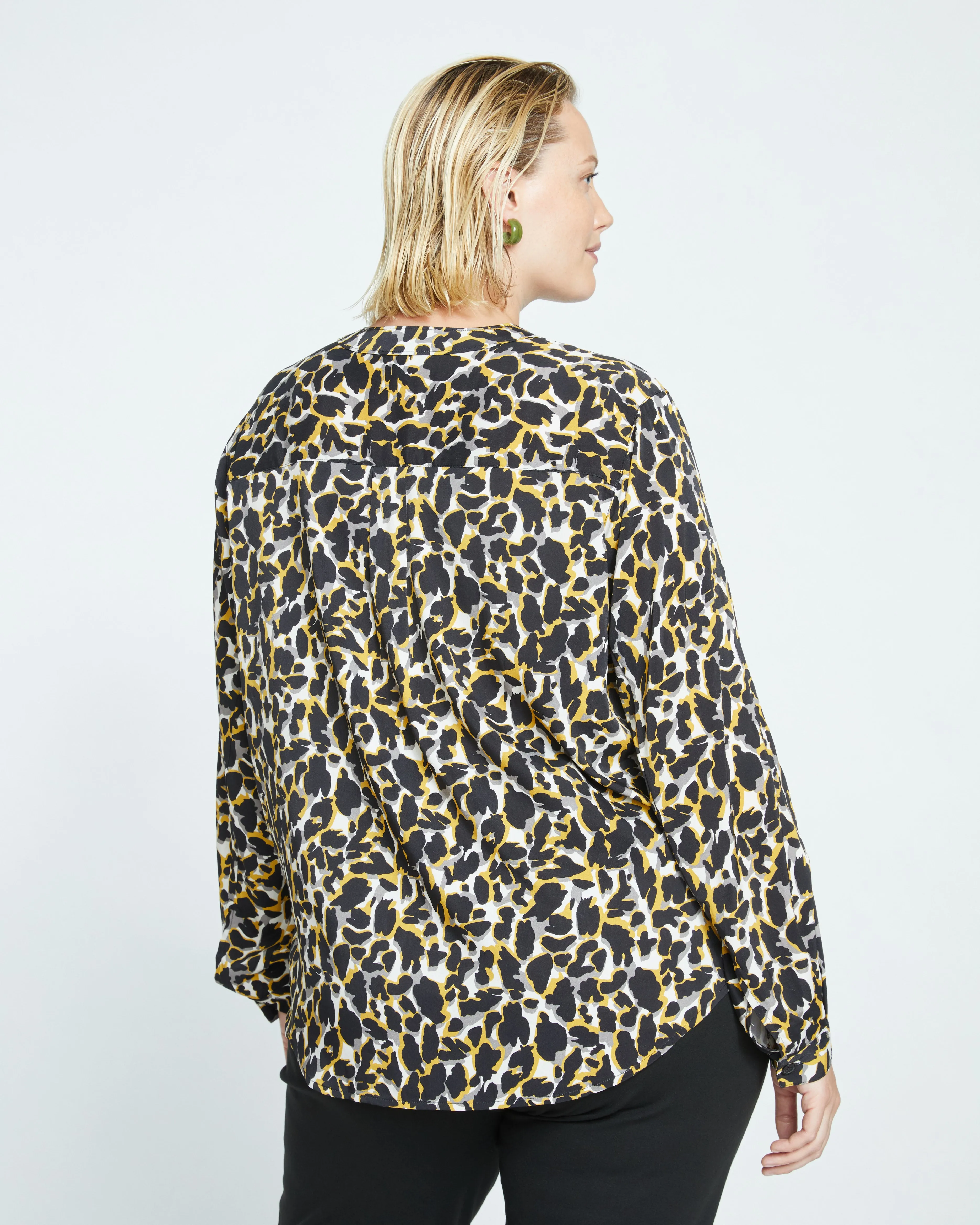 Cooling Stretch Cupro Button-Down Blouse - Leopard sold by Universal Standard product image thumbnail 4