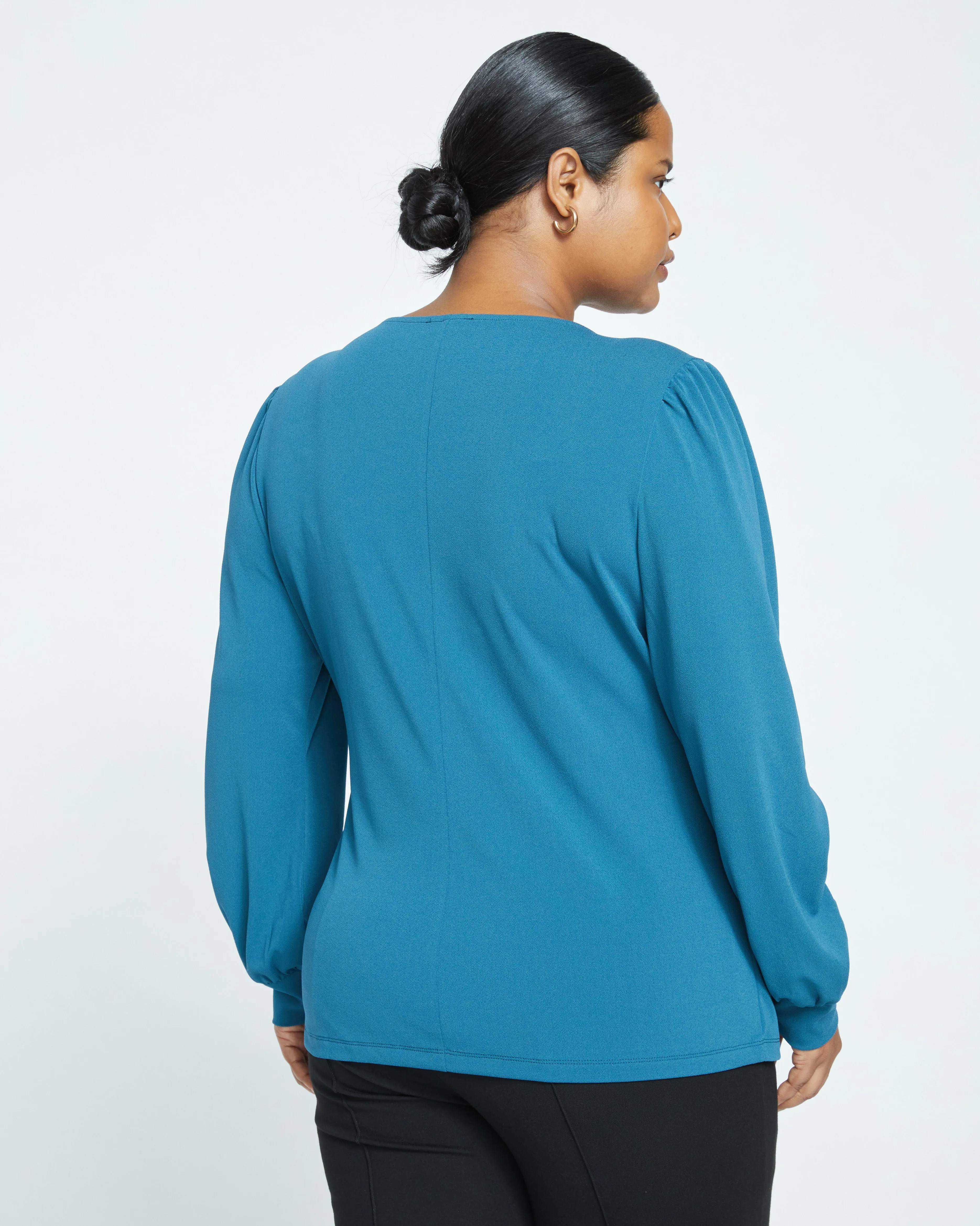 Crepe Jersey Gathered V-Neck Blouse - Midnight Rain sold by Universal Standard product image thumbnail 4