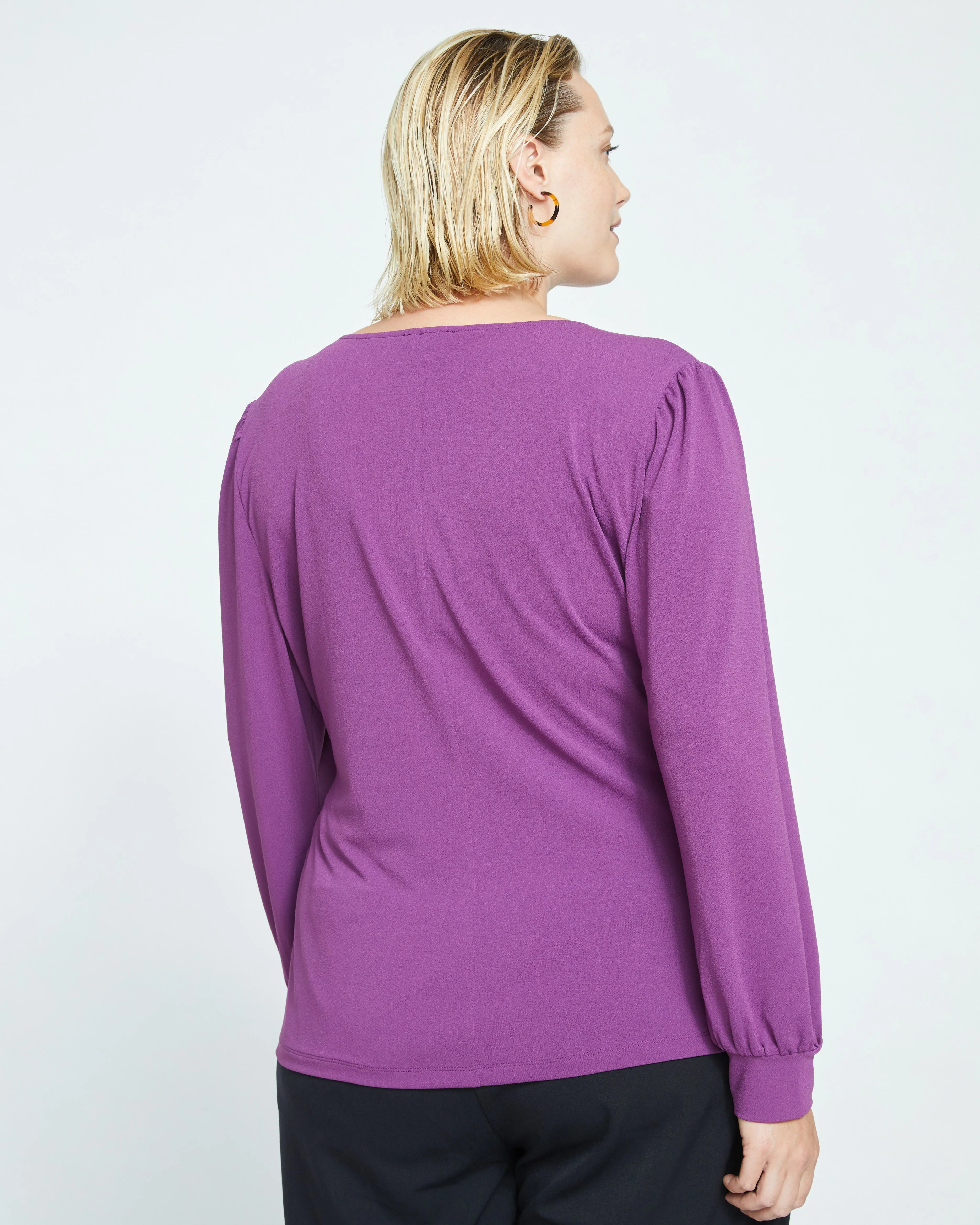 Crepe Jersey Gathered V-Neck Blouse - Compote sold by Universal Standard product image thumbnail 4