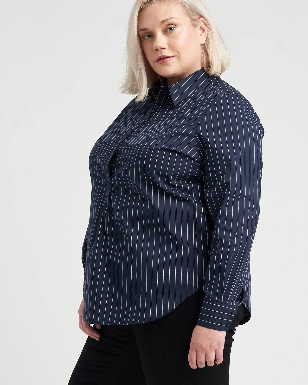 Elbe Shirt - Navy Pinstripe sold by Universal Standard product image thumbnail 2