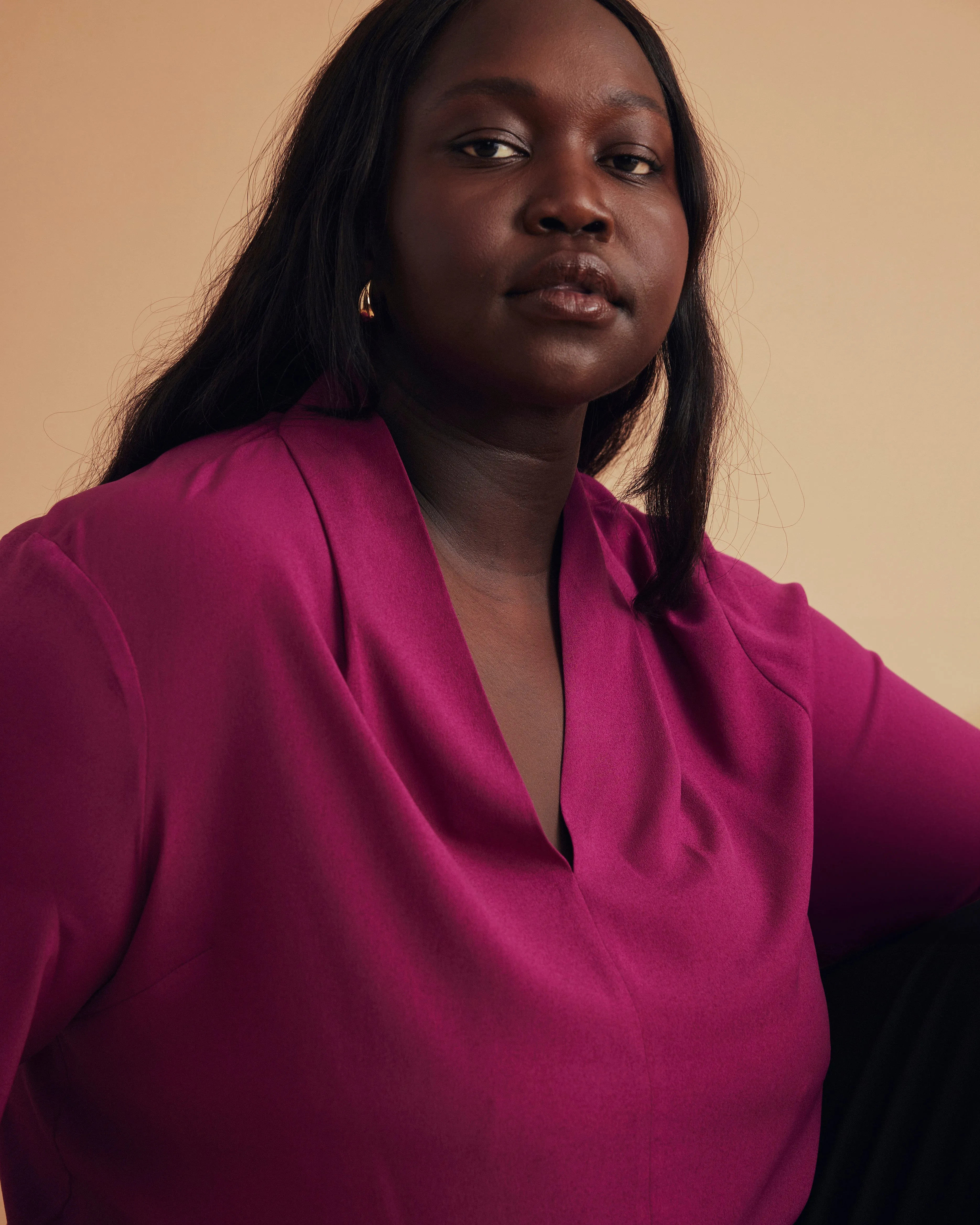 Better-Than-Silk Long Sleeve V-Neck Top - Goji Berry sold by Universal Standard product image thumbnail 2