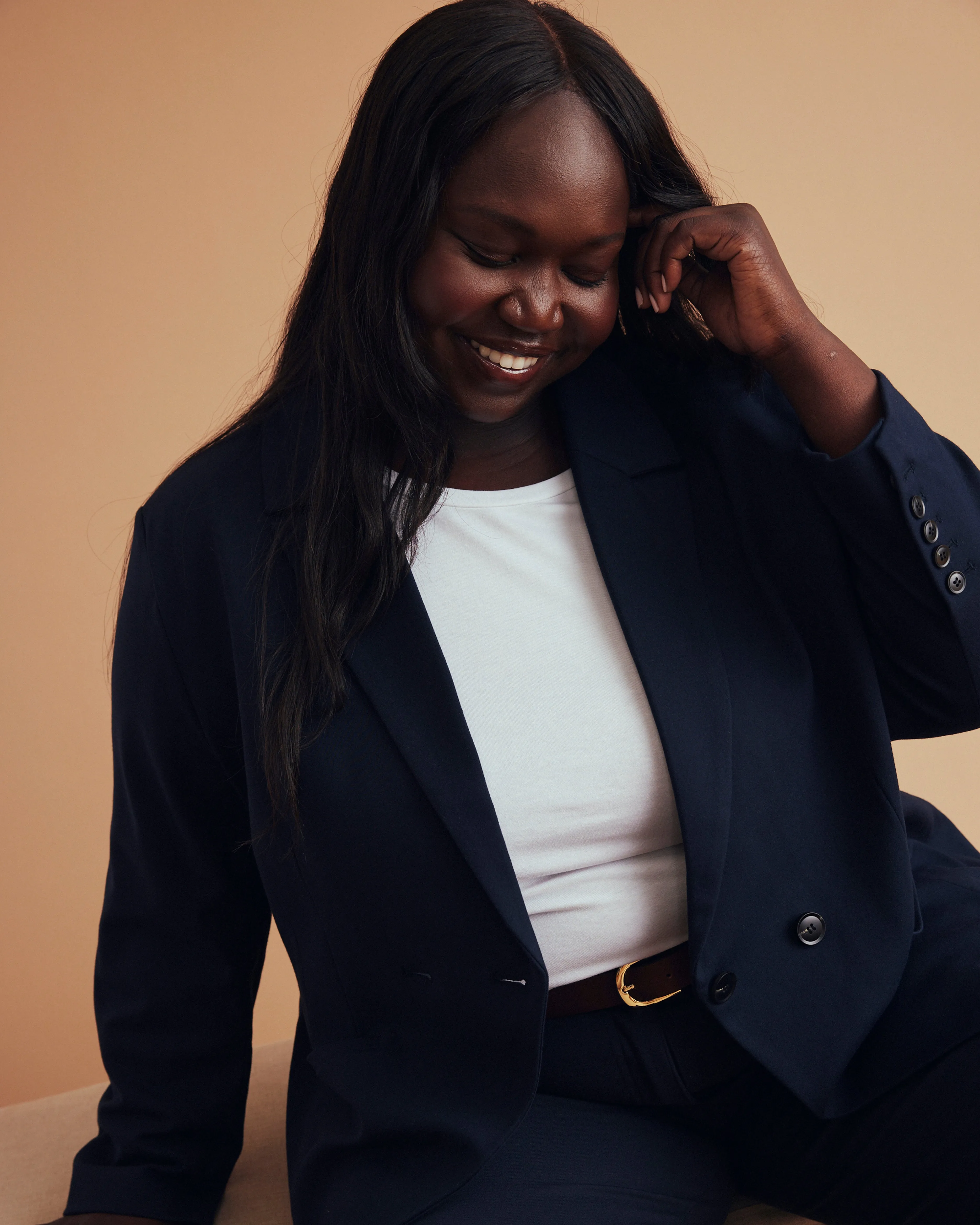 Bianca Double Breasted Ponte Blazer - Navy sold by Universal Standard product image thumbnail 3